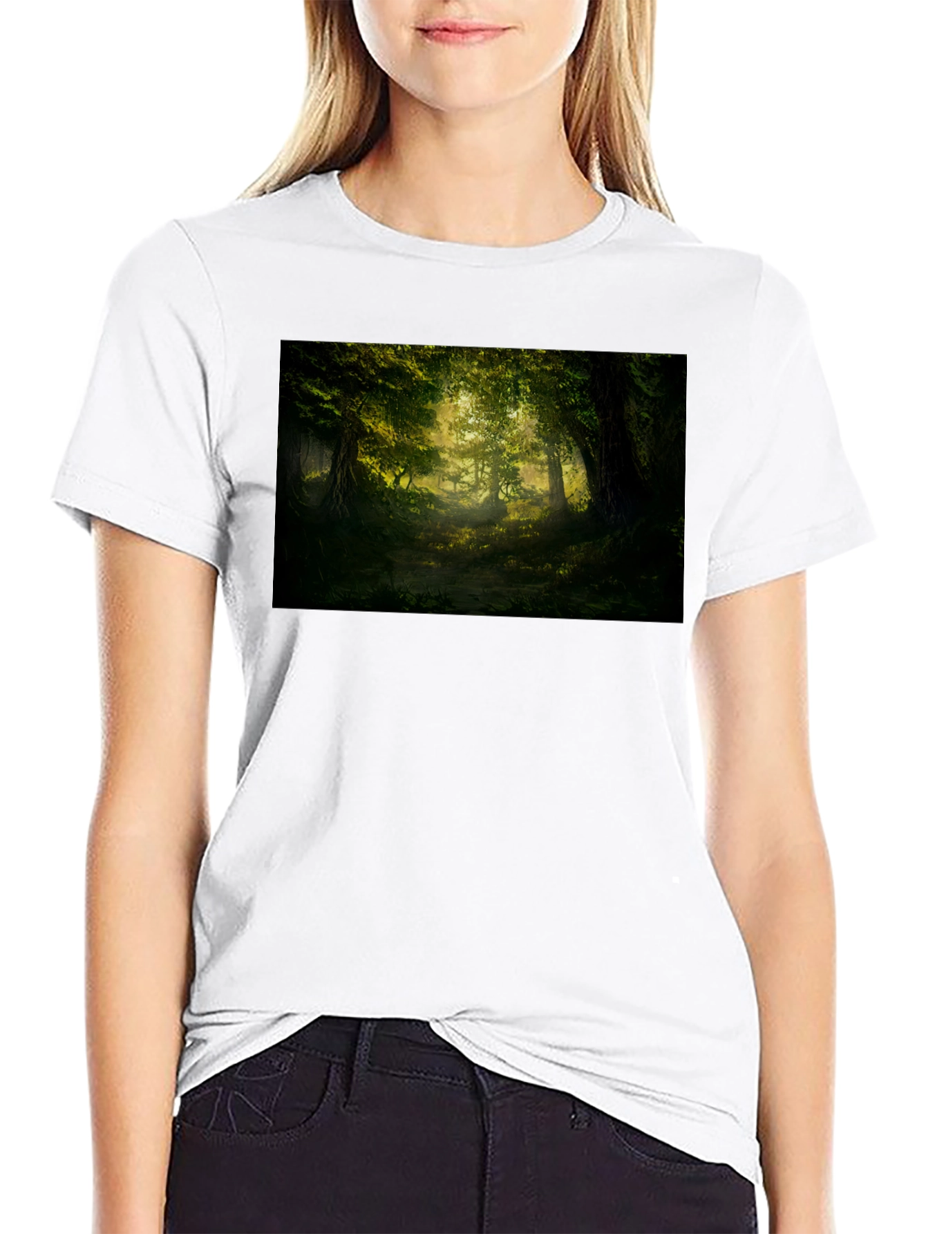 Black Enchanted Forest Graphic Tee - Nature Lover's Shirt view 9