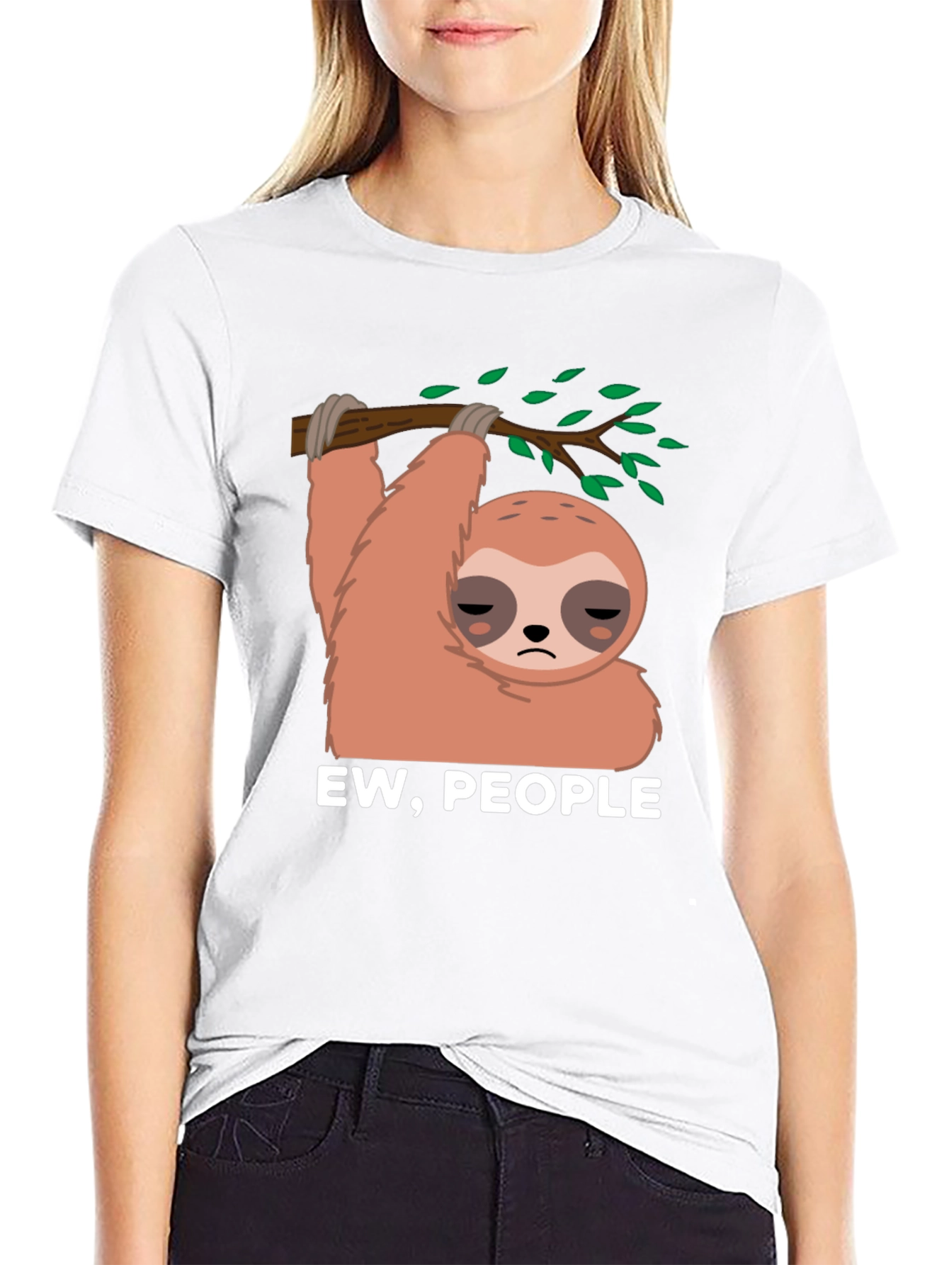 Black Ew, People Sloth Graphic Tee view 9