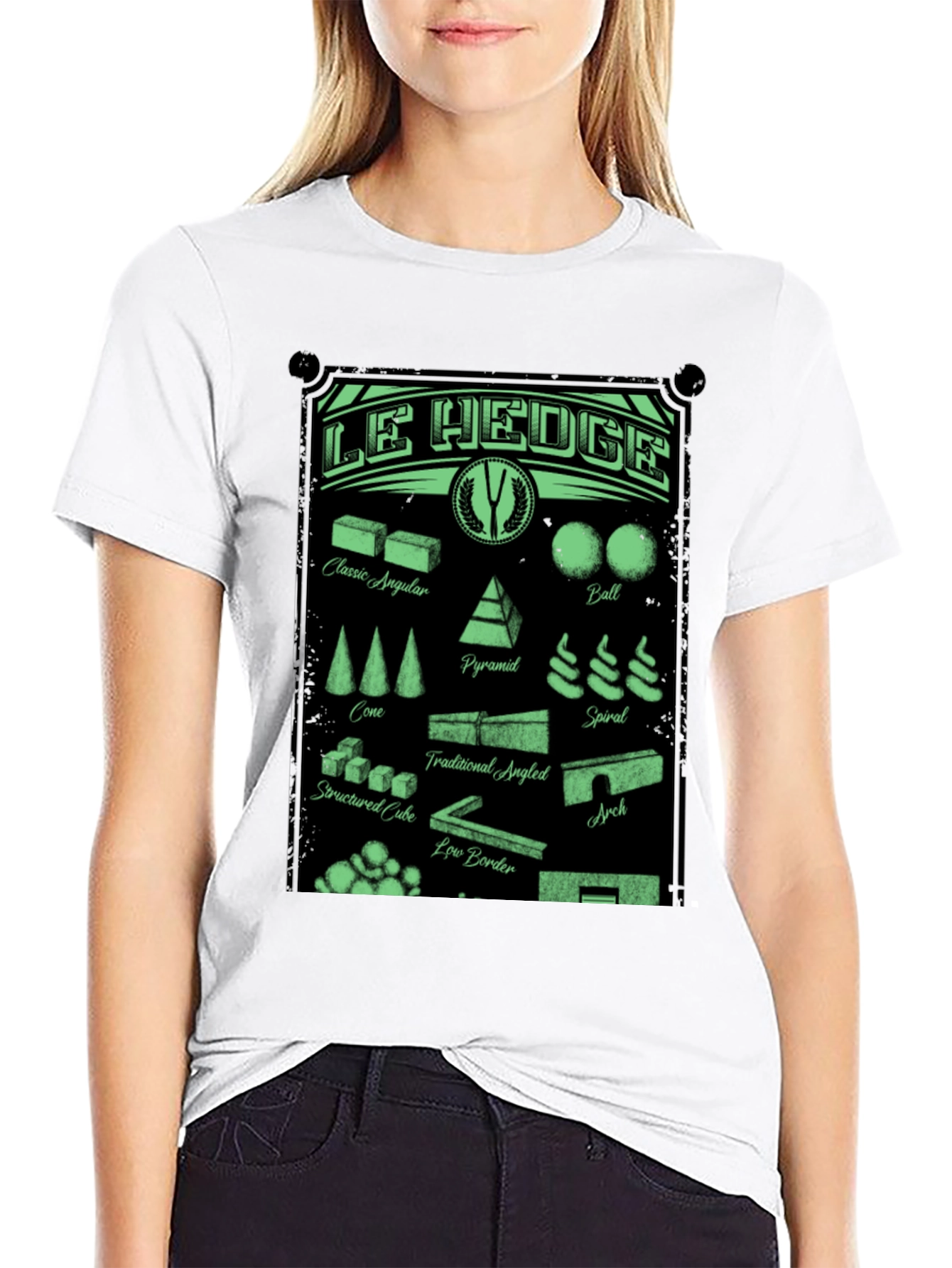 Black Le Hedge T-Shirt: Garden Shape Designs view 9