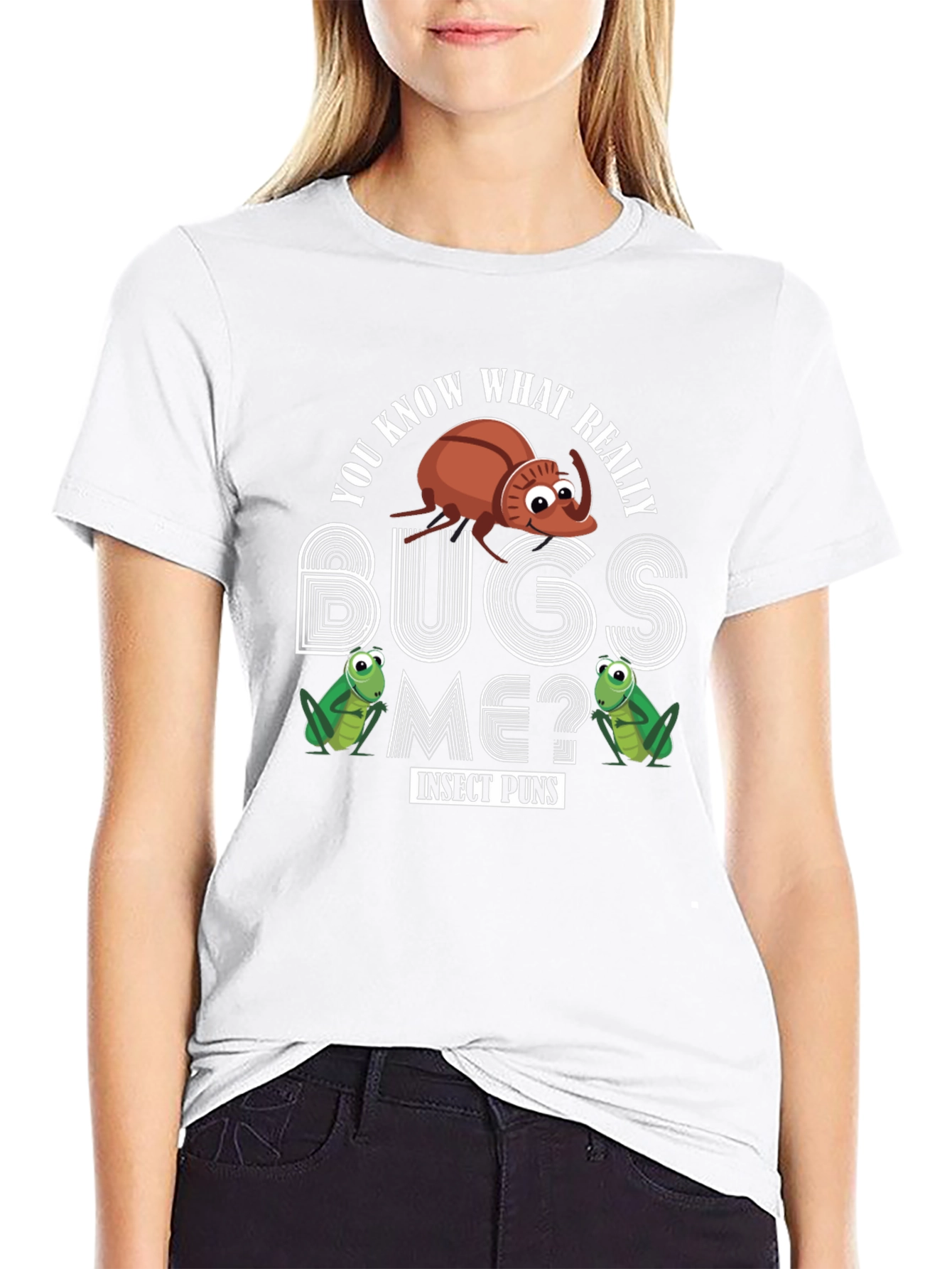 Black Insect Puns Graphic Tee - Bugs Me? view 9