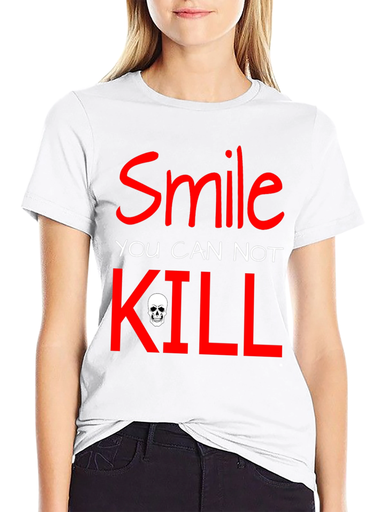 Black Smile You Cannot Kill Graphic T-Shirt view 9