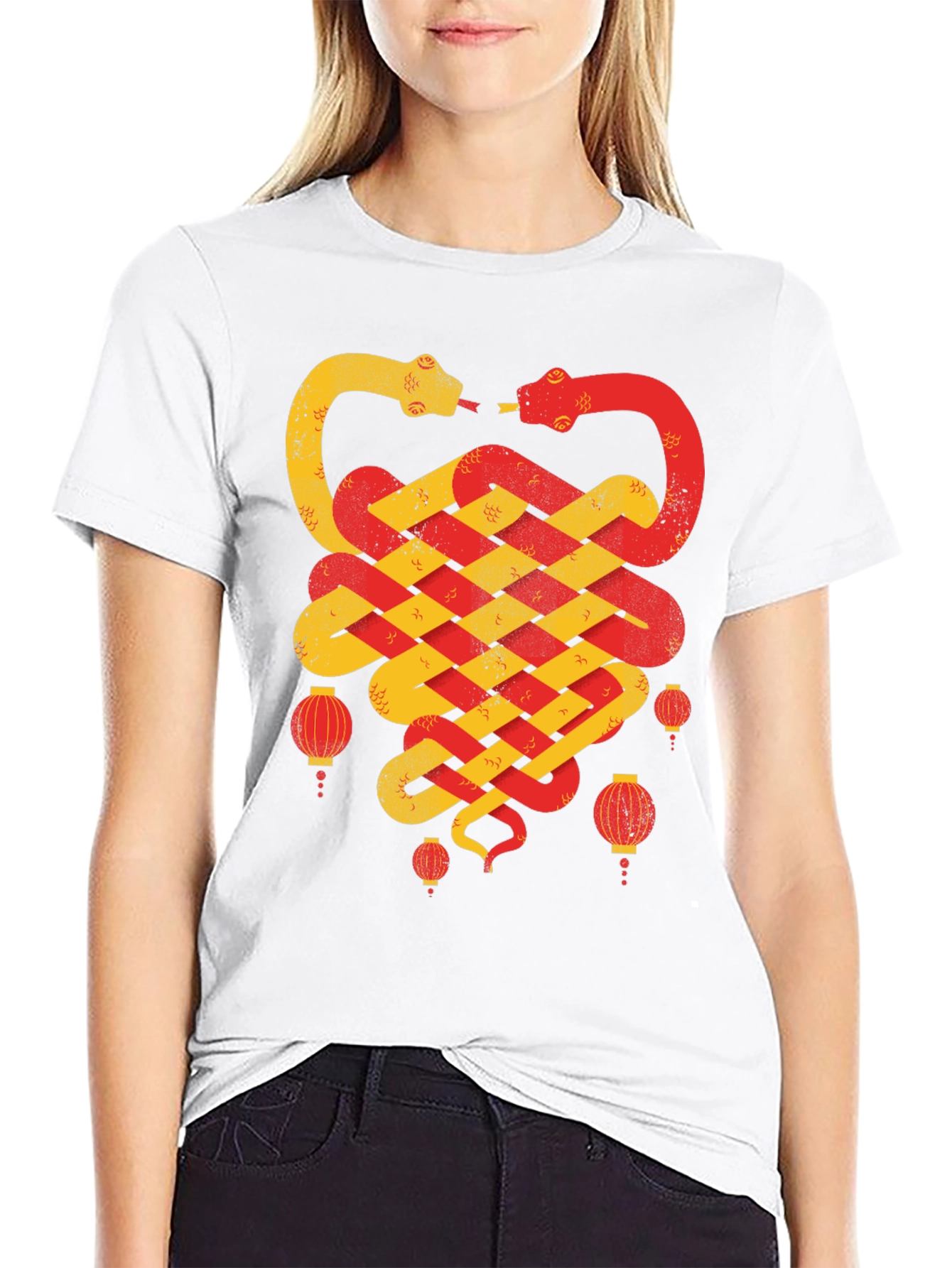 Black Chinese New Year Snake Lantern T-Shirt view 9