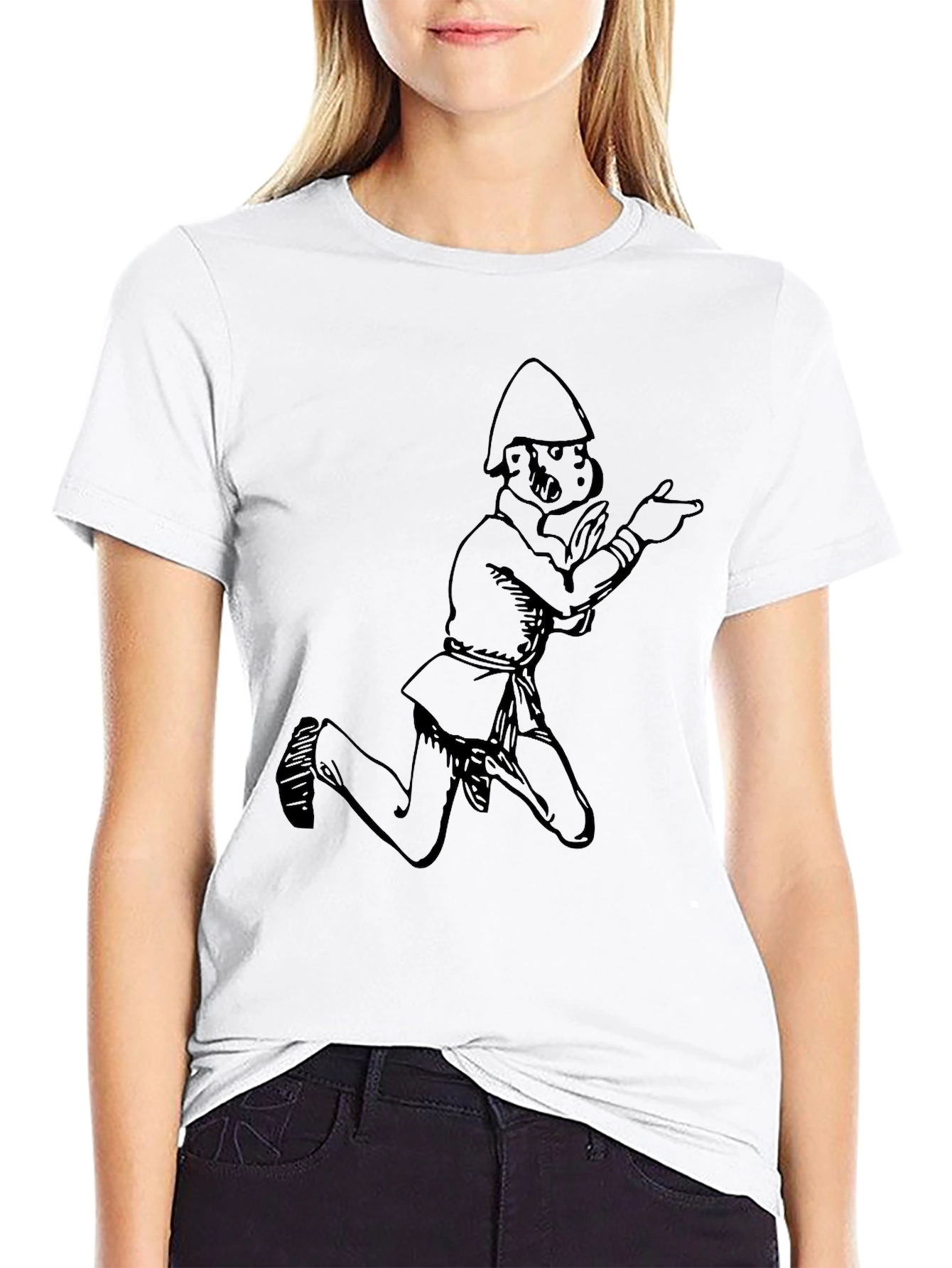 Black Sketch Art Graphic Print Tee - Black view 9