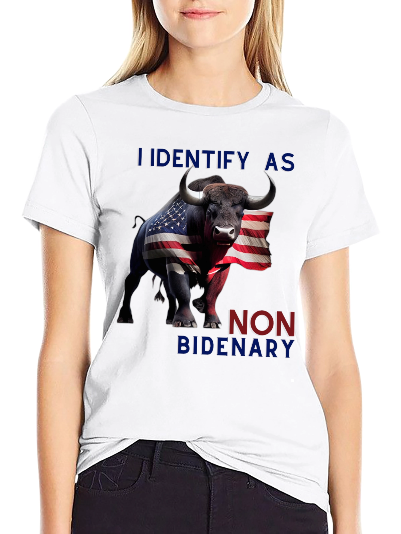Black I Identify As Non Bidenary T-Shirt view 9