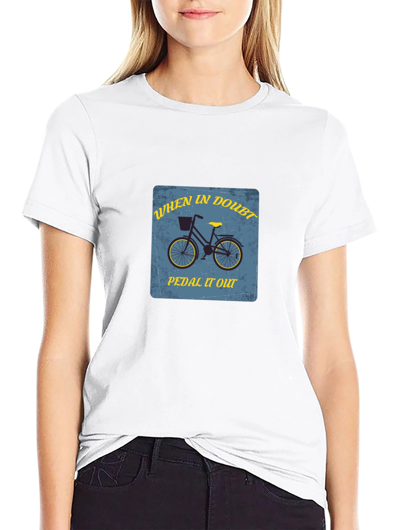 Black When In Doubt Pedal It Out Black T-Shirt view 9