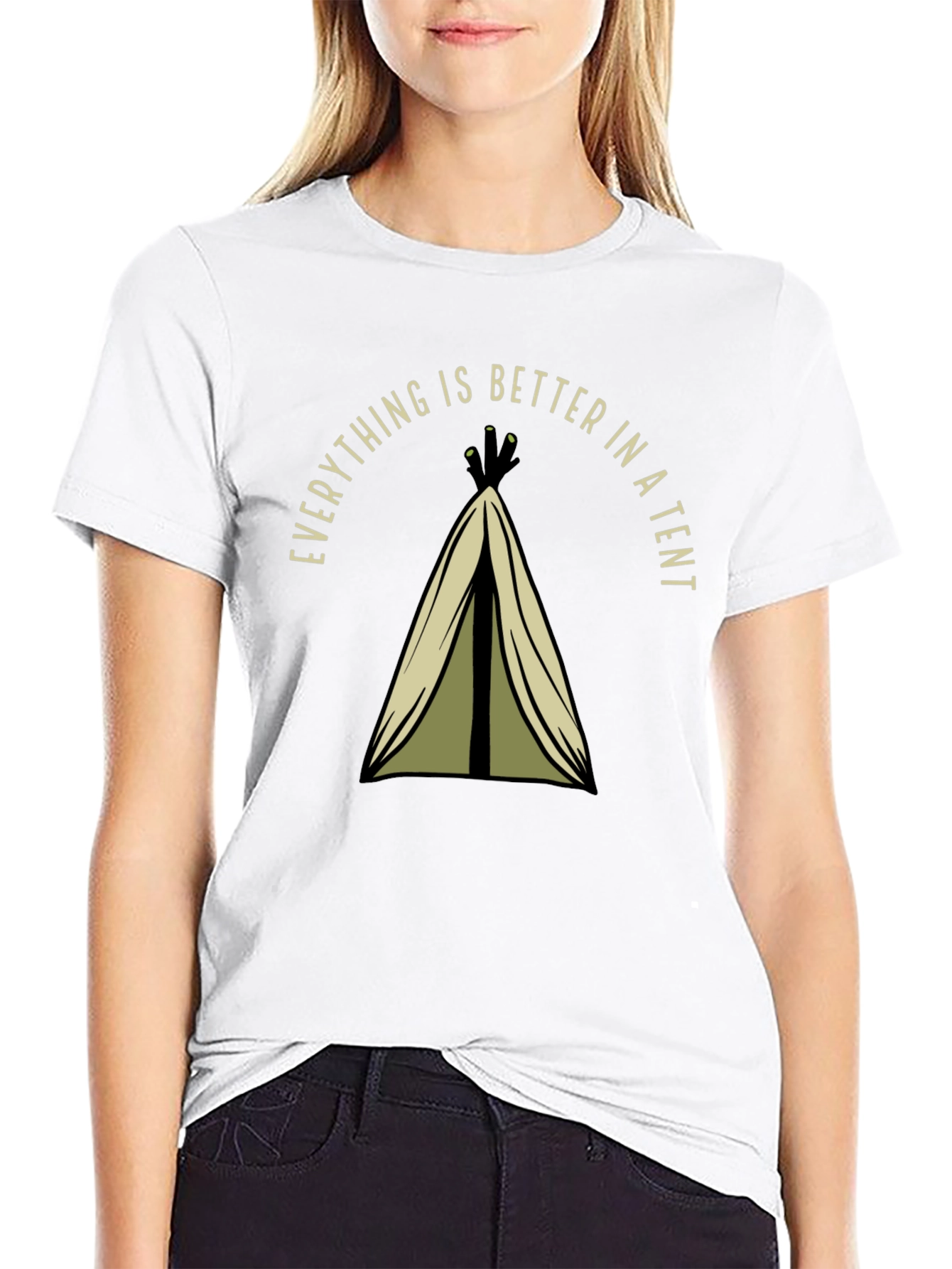 Black Everything Is Better In A Tent Black T-Shirt view 9