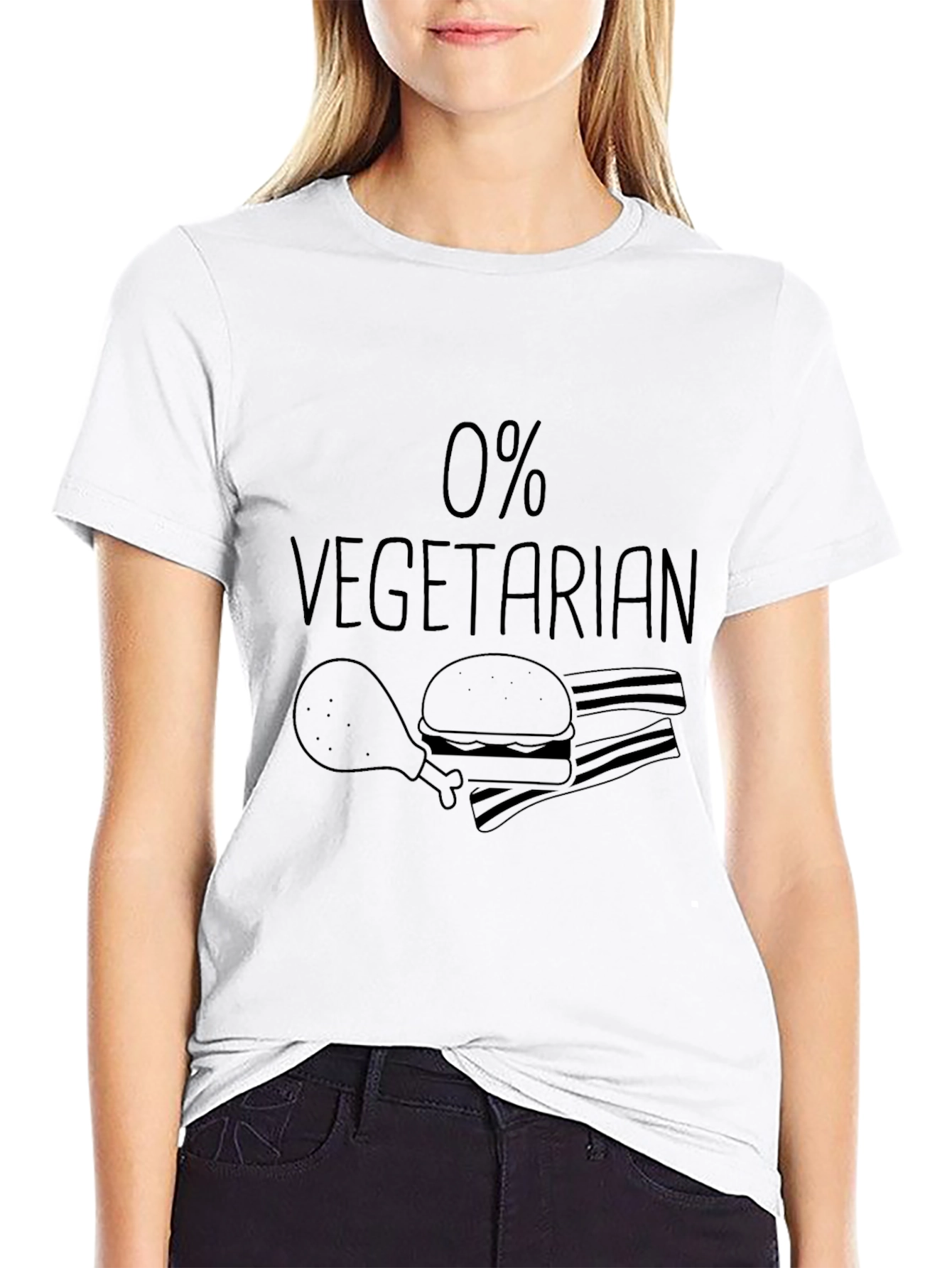 Black 0% Vegetarian T-Shirt - Funny Meat Lover Tee view 9