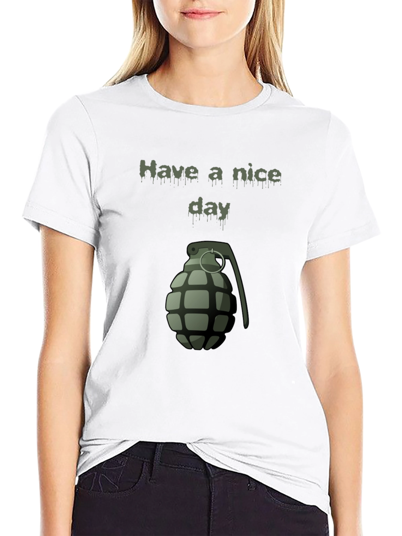 Black Have a Nice Day Grenade Graphic Tee - Black view 9