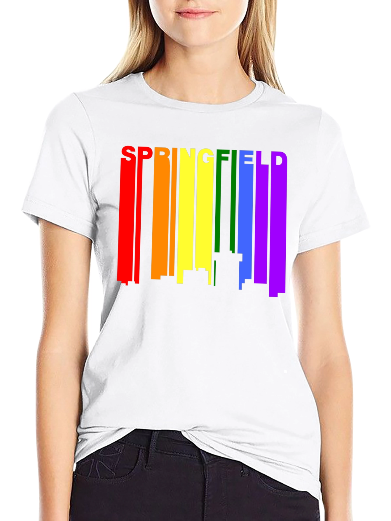 Black Springfield Rainbow Skyline Black T-Shirt view 9