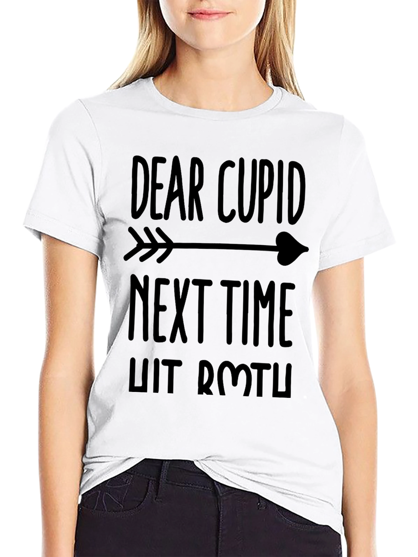Black Dear Cupid Funny Graphic T-Shirt view 9