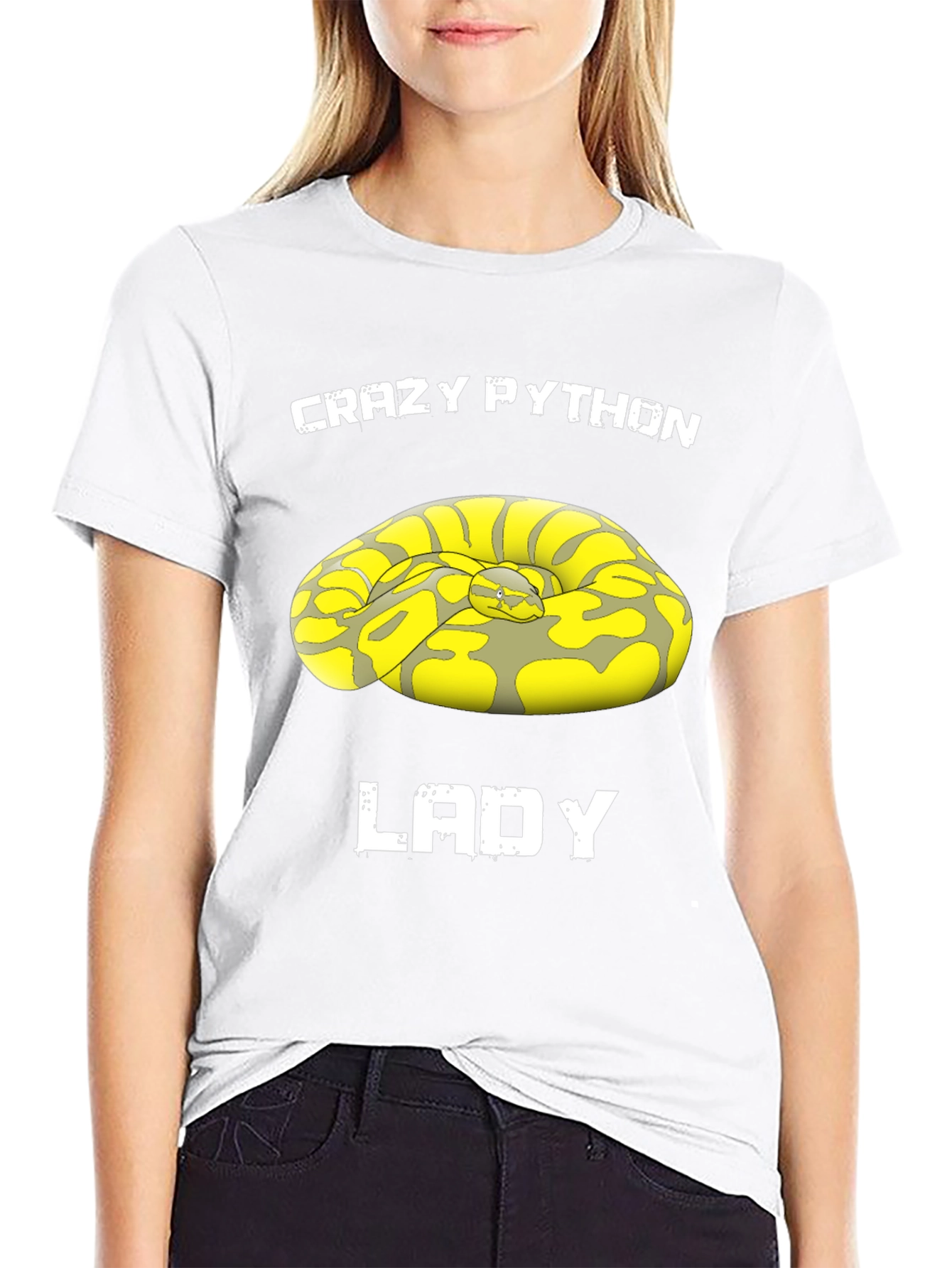 Black Crazy Python Lady Graphic T-Shirt view 9