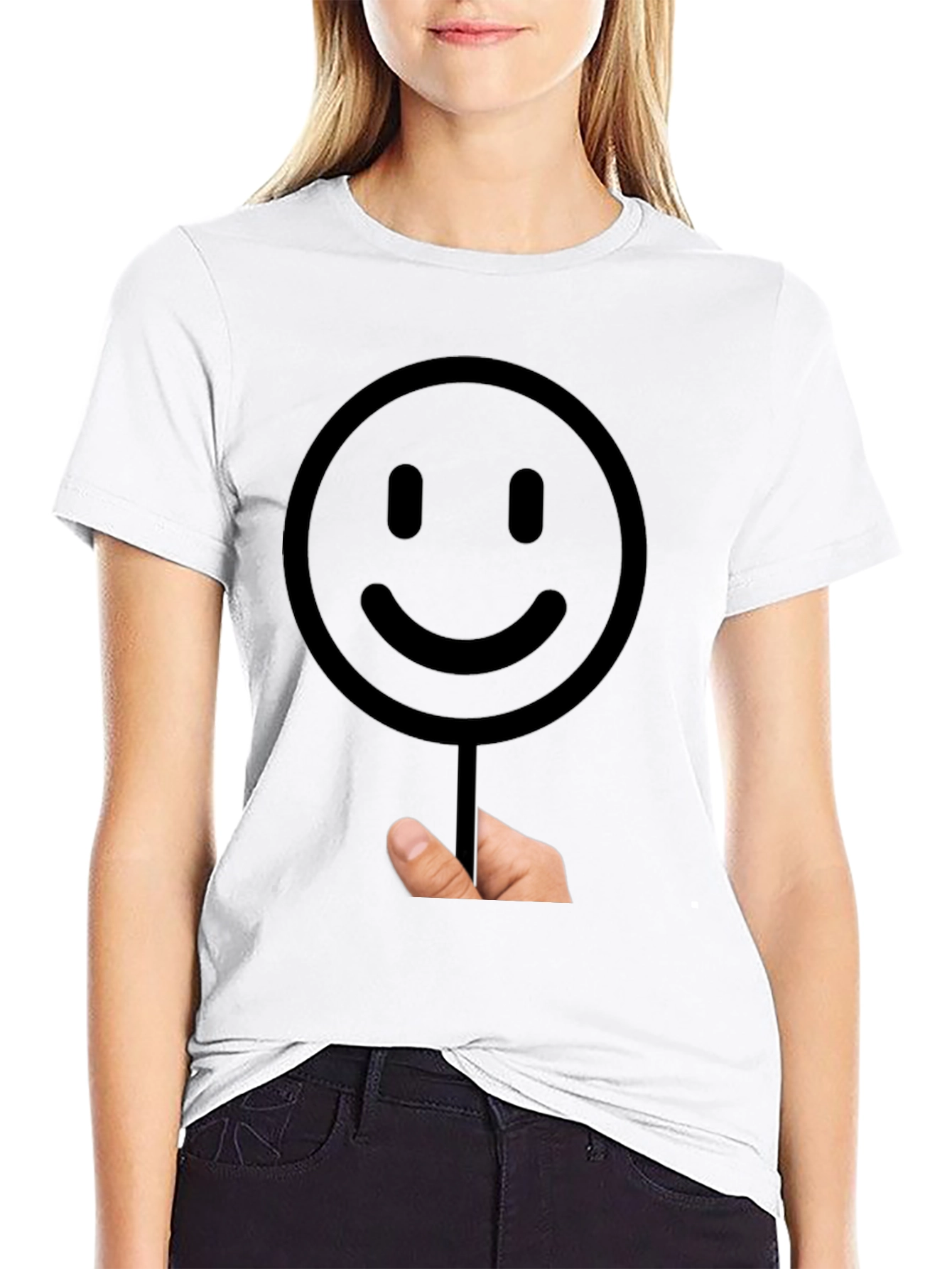 Black Smiley Face Graphic T-Shirt - Black view 9