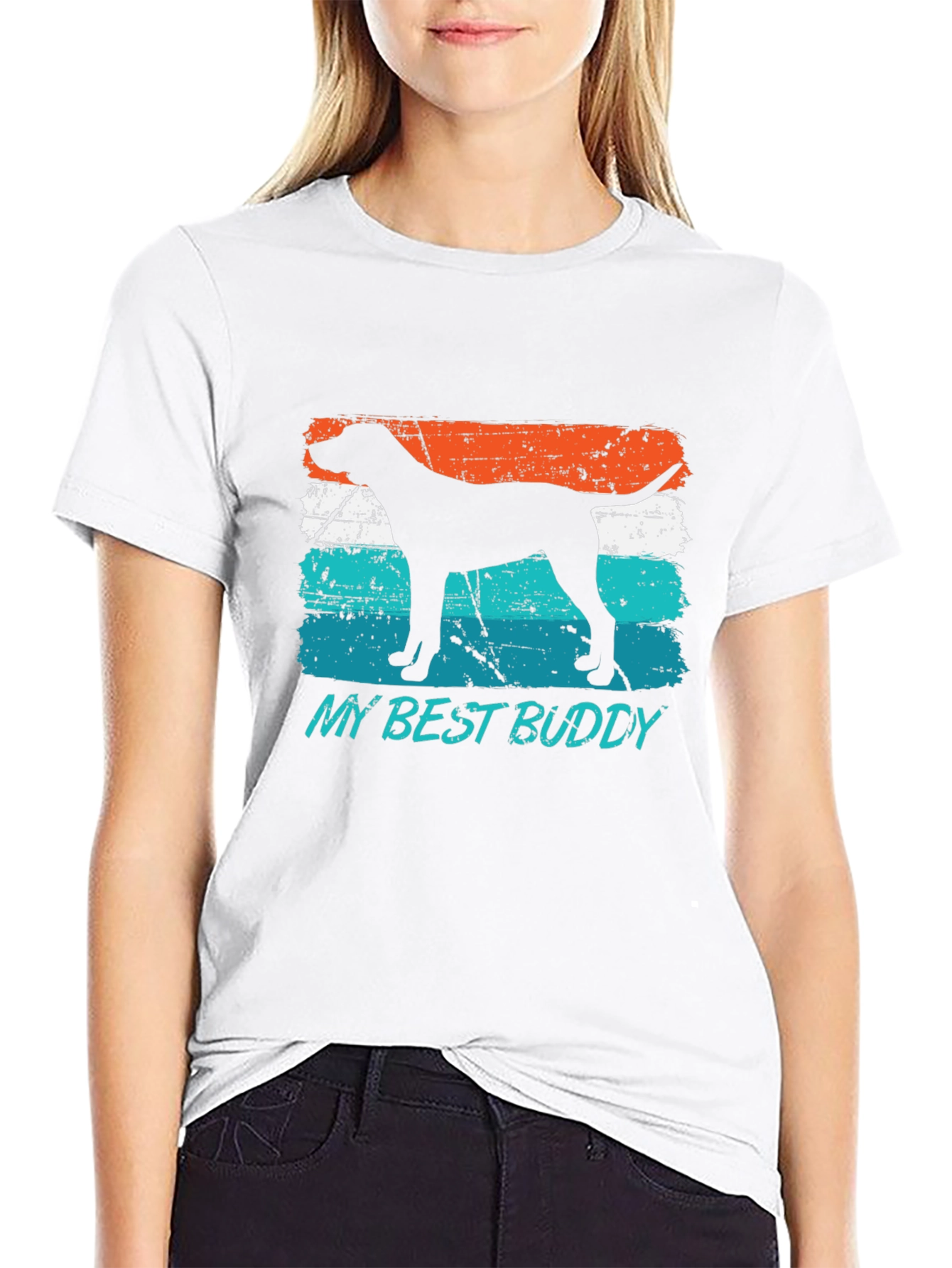 Black My Best Buddy Dog Silhouette Tee view 9