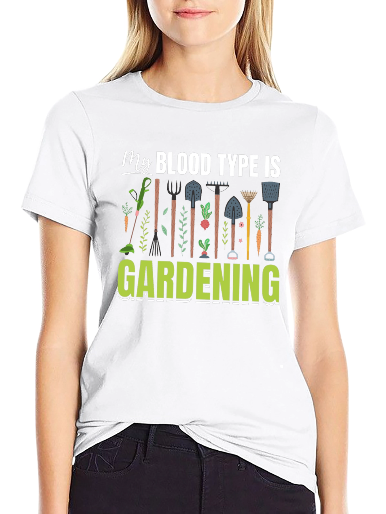Black Gardening Blood Type T-Shirt view 9