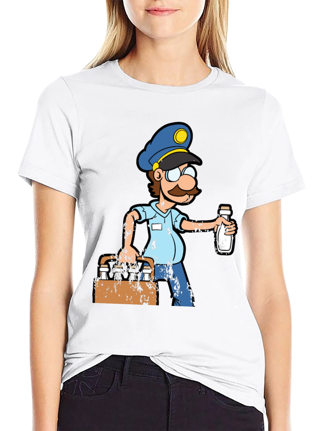 Black Cartoon Milkman T-Shirt view 9