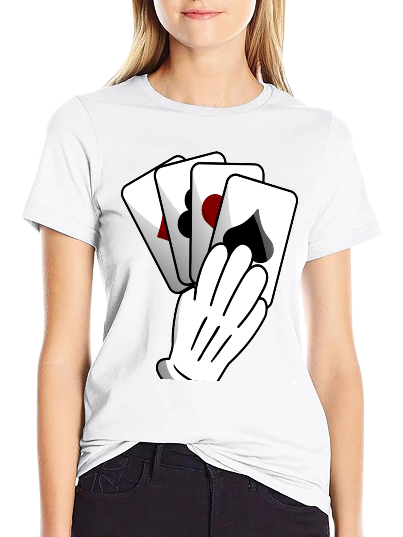 Black Playing Card Hand Black Graphic Tee view 9