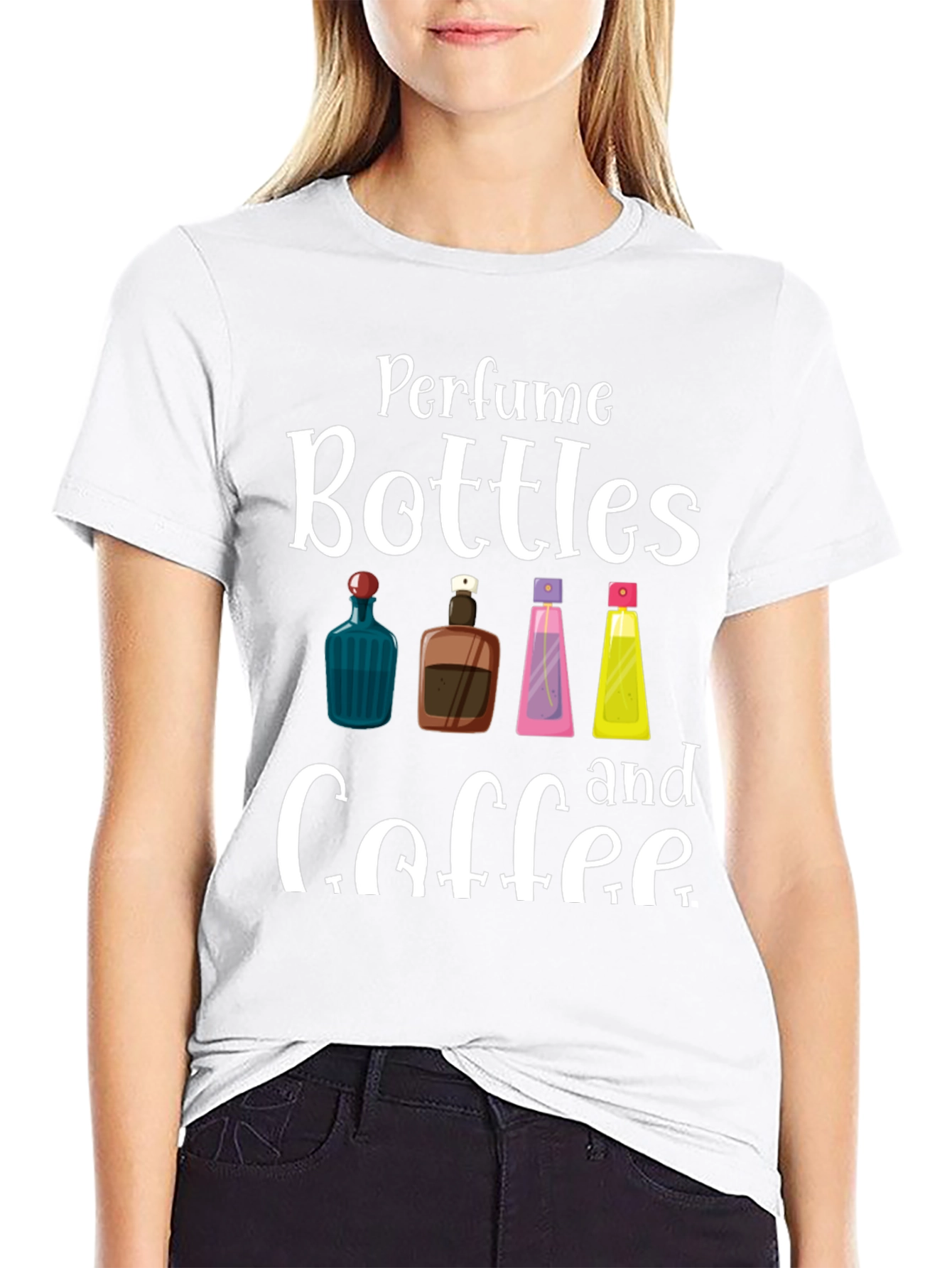 Black Perfume Bottles & Coffee T-Shirt view 9