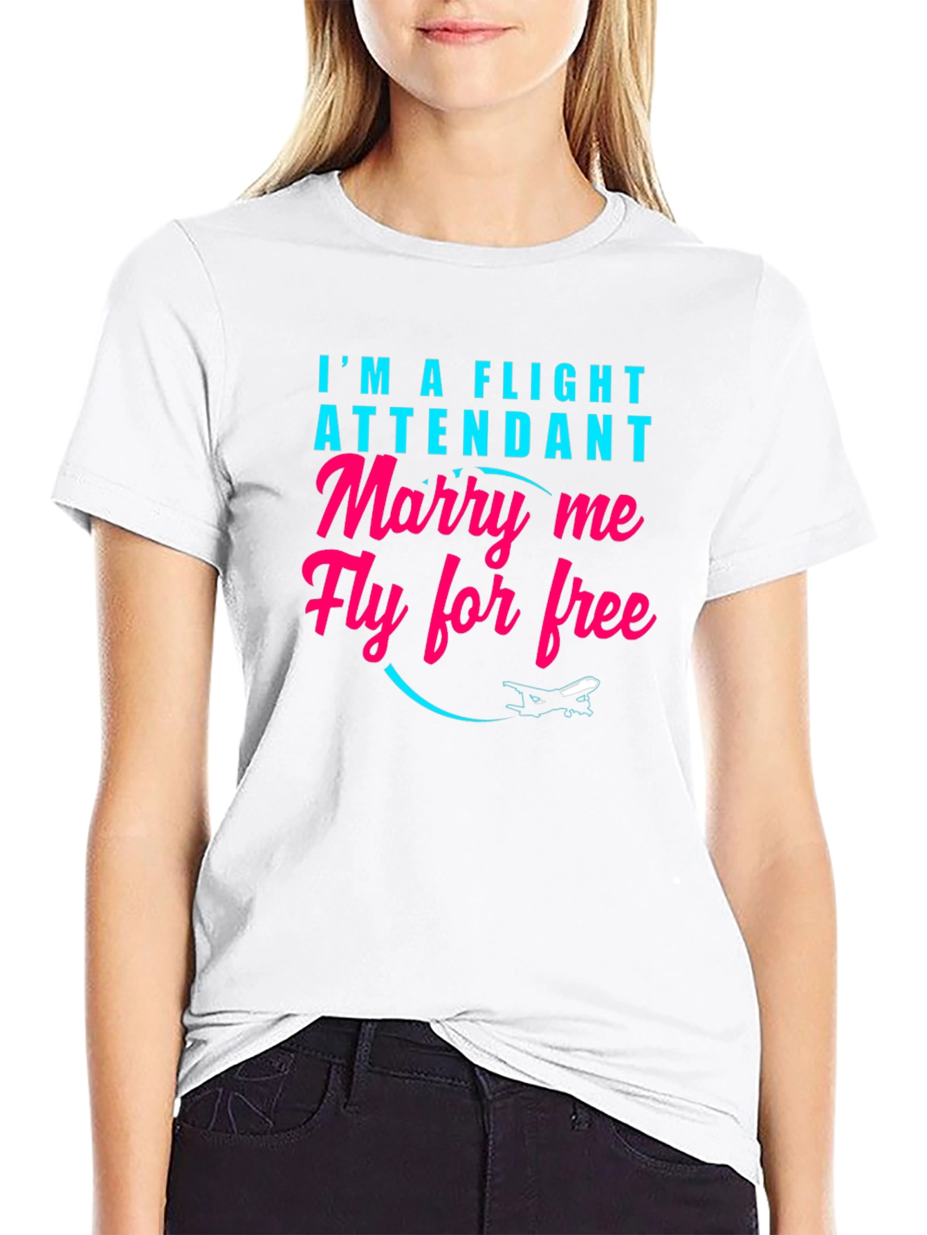 Black Funny Flight Attendant T-Shirt - Marry Me Fly Free view 9
