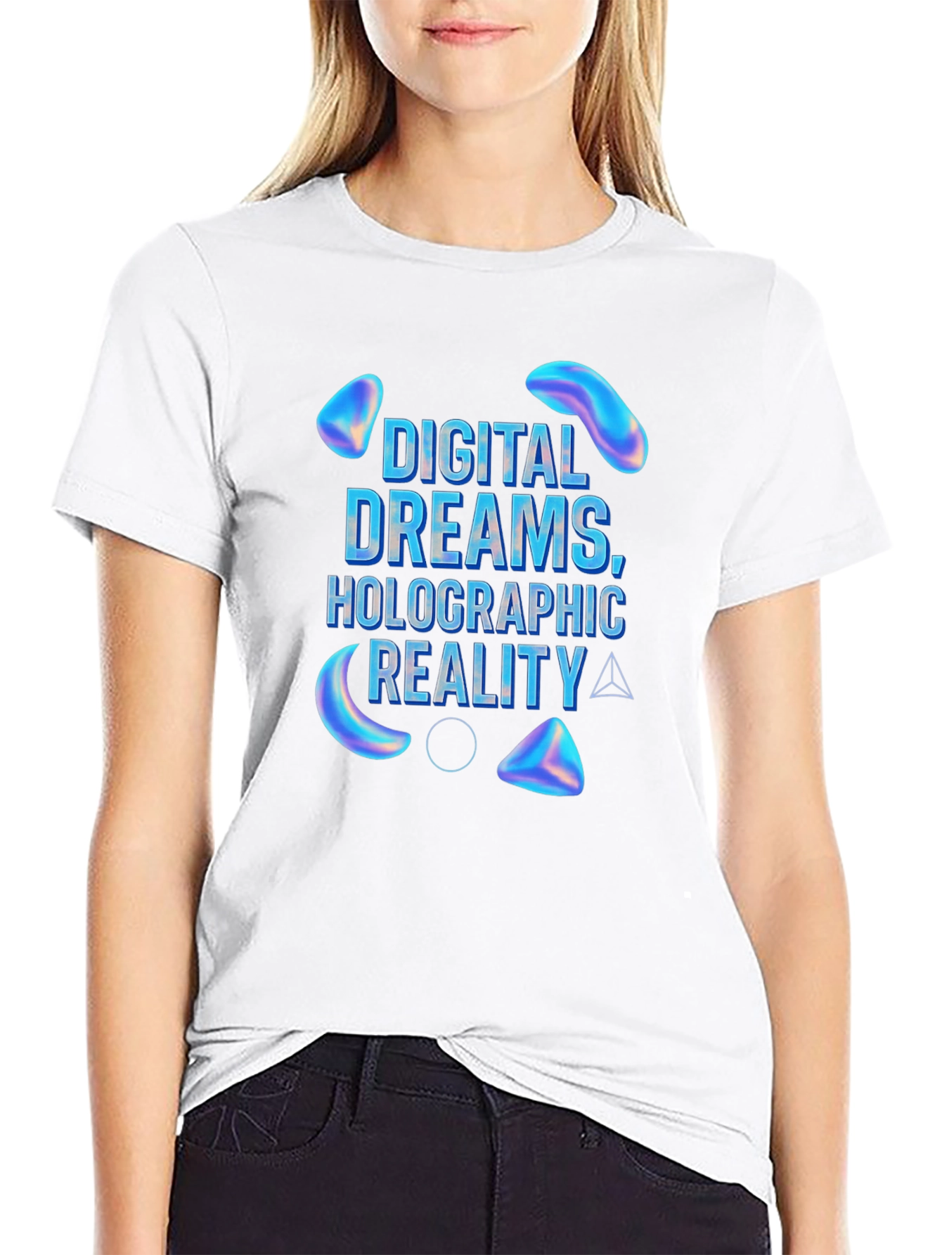 Black Digital Dreams Holographic Reality T-Shirt view 9