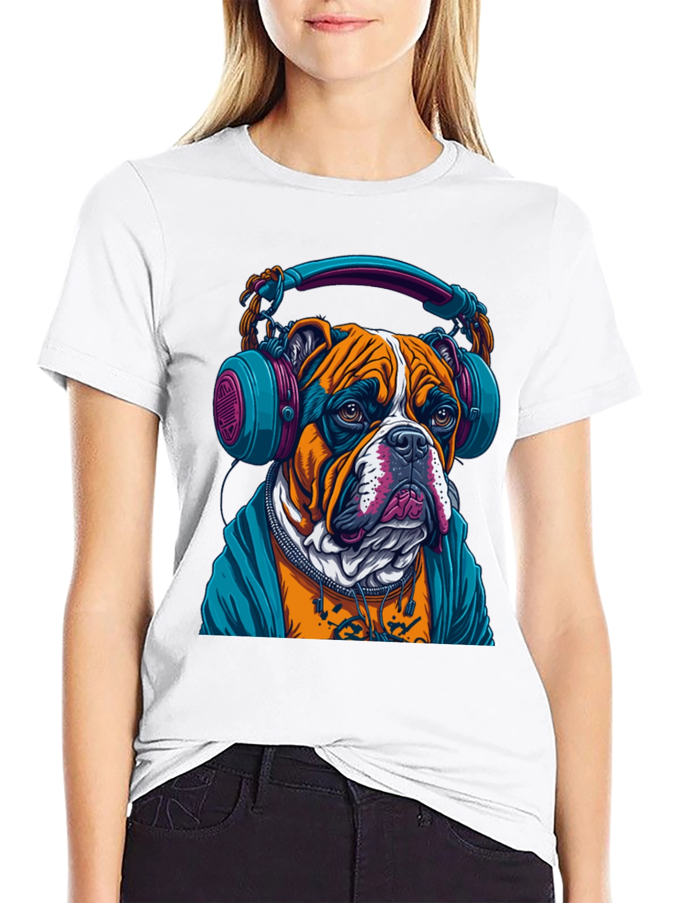 Black Bulldog DJ Graphic Tee - Cool & Trendy! view 9