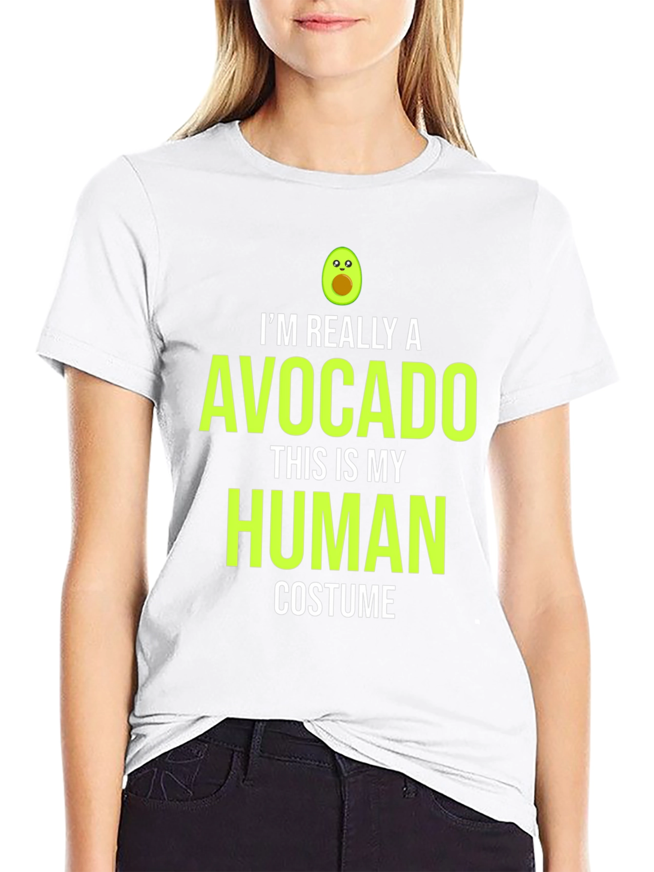 Black Avocado Human Costume T-Shirt - Funny Halloween Tee view 9