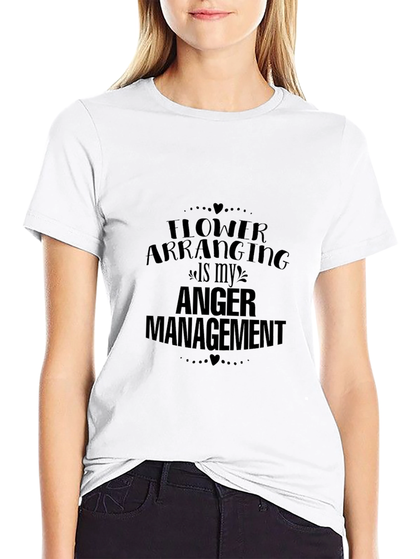 Black Funny Flower Arranging Anger Management Graphic Tee view 9