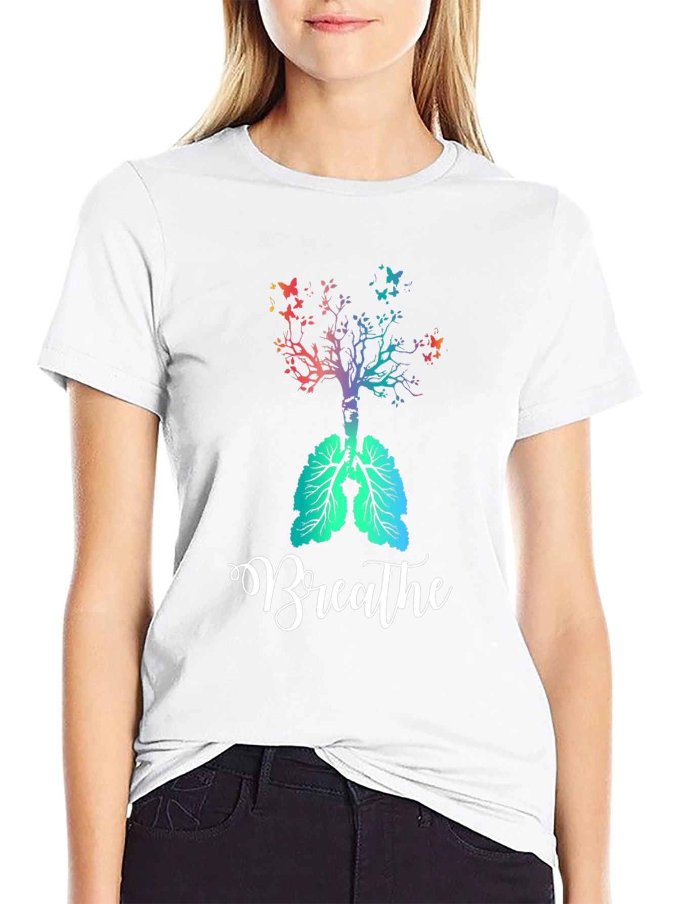Black Breathe Tree Lungs T-Shirt view 9