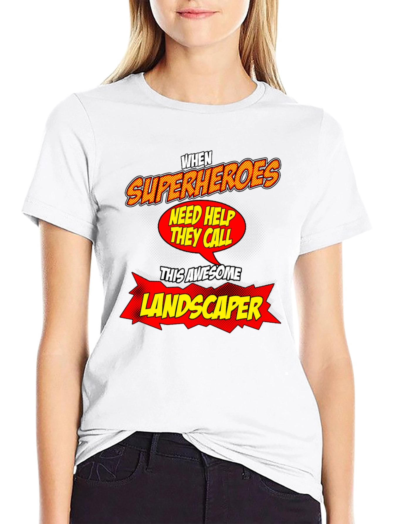 Black Awesome Landscaper Superheroes T-Shirt view 9