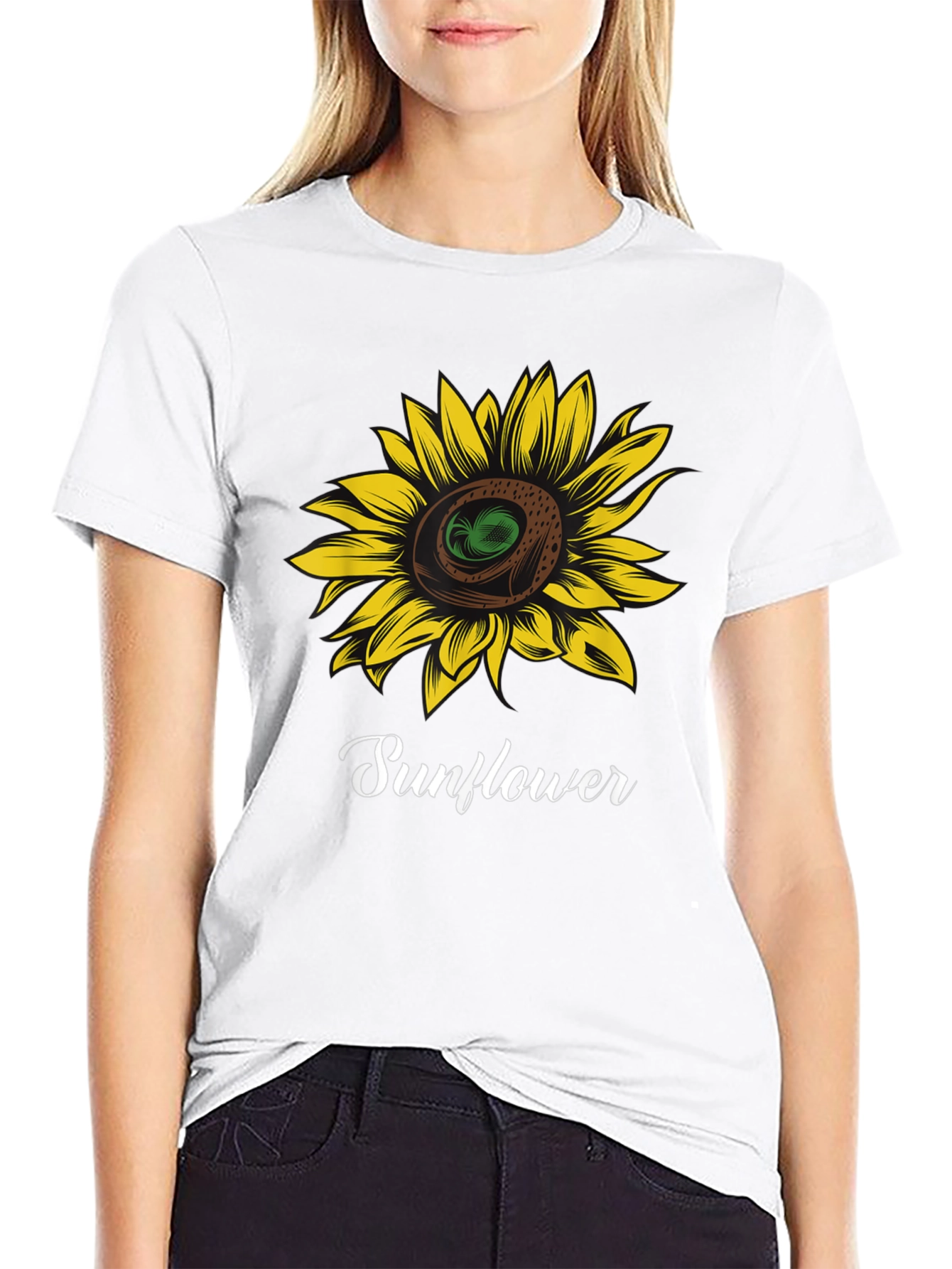 Black Sunflower Graphic T-Shirt - Stylish Black Tee view 9