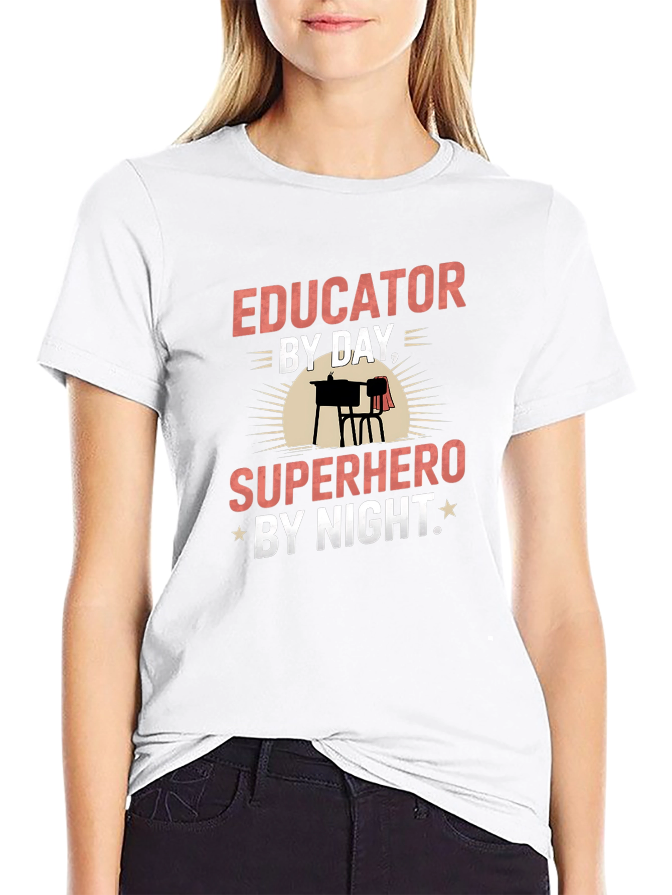 Black Educator Superhero T-Shirt view 9