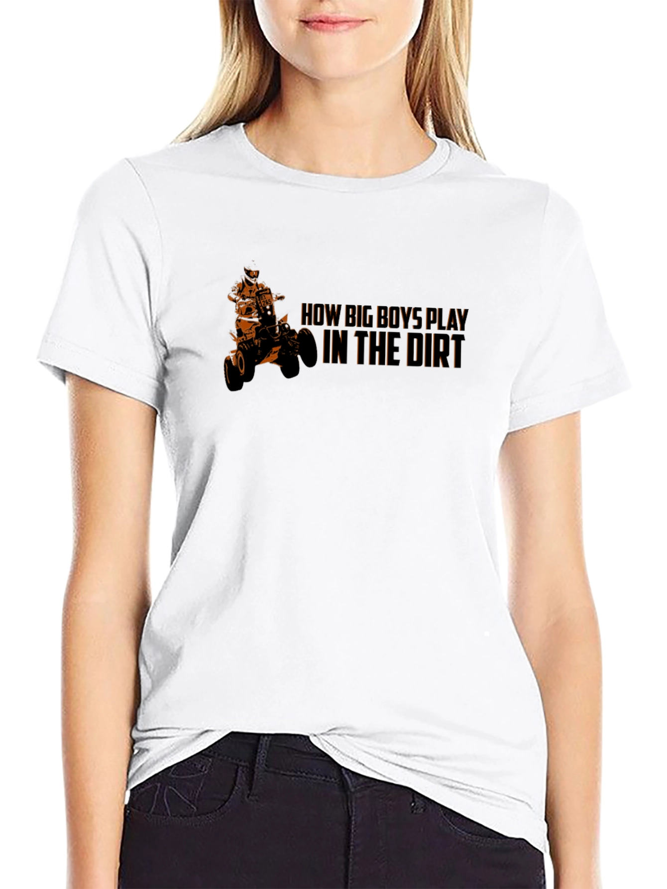 Black How Big Boys Play in the Dirt ATV T-Shirt view 9