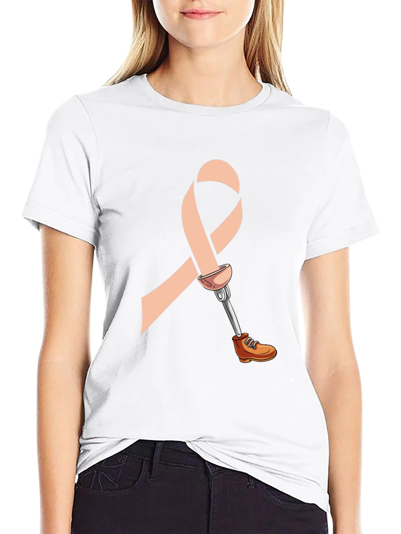 Black Prosthetic Awareness Ribbon Graphic T-Shirt view 9