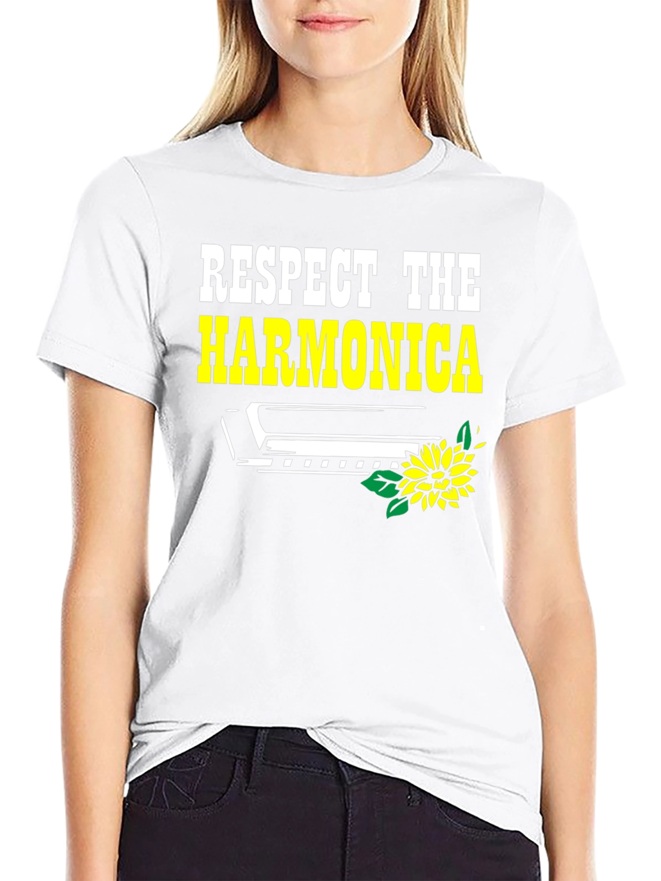 Black Respect the Harmonica Graphic Tee view 9