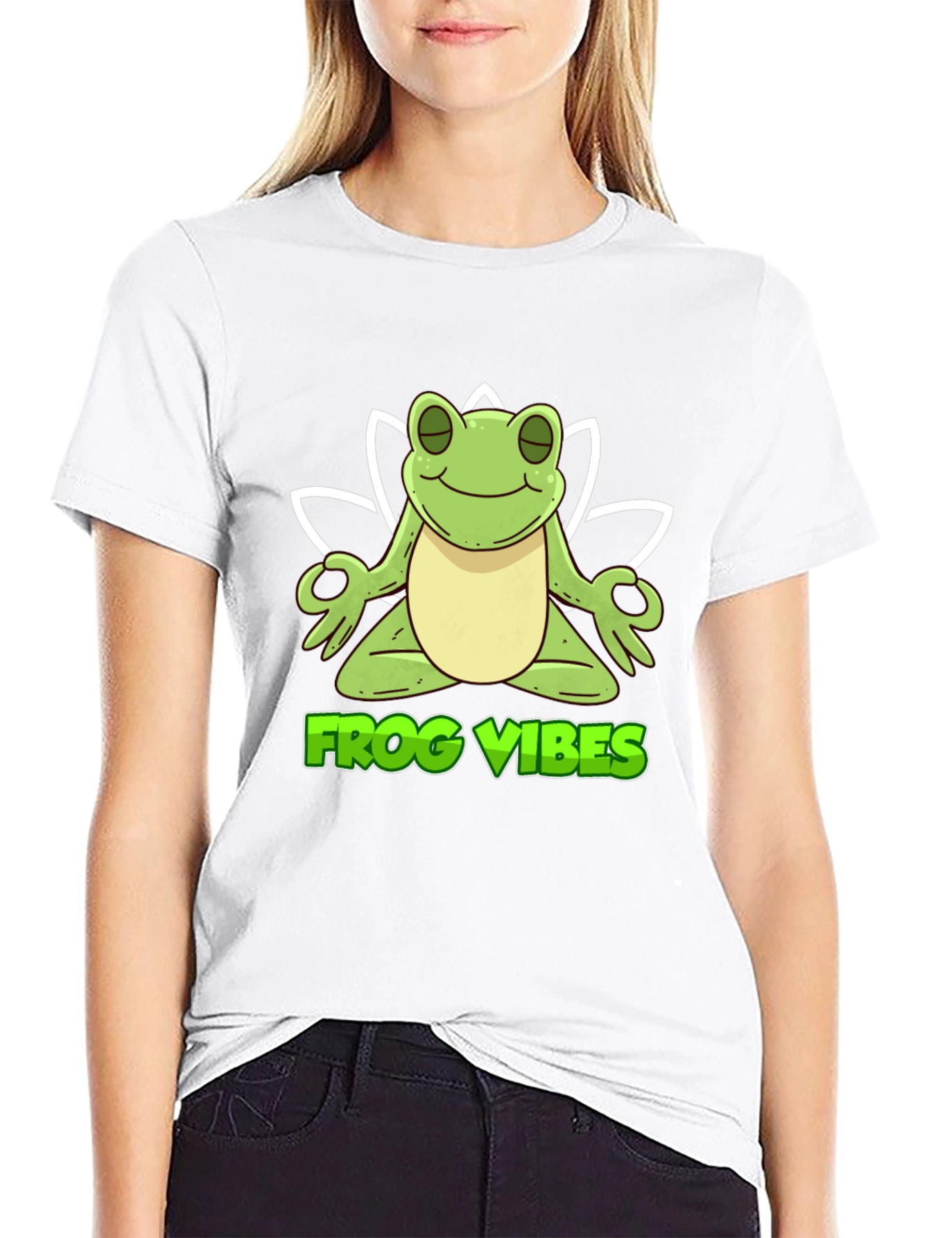 Black Frog Vibes Meditation T-Shirt - Black view 9