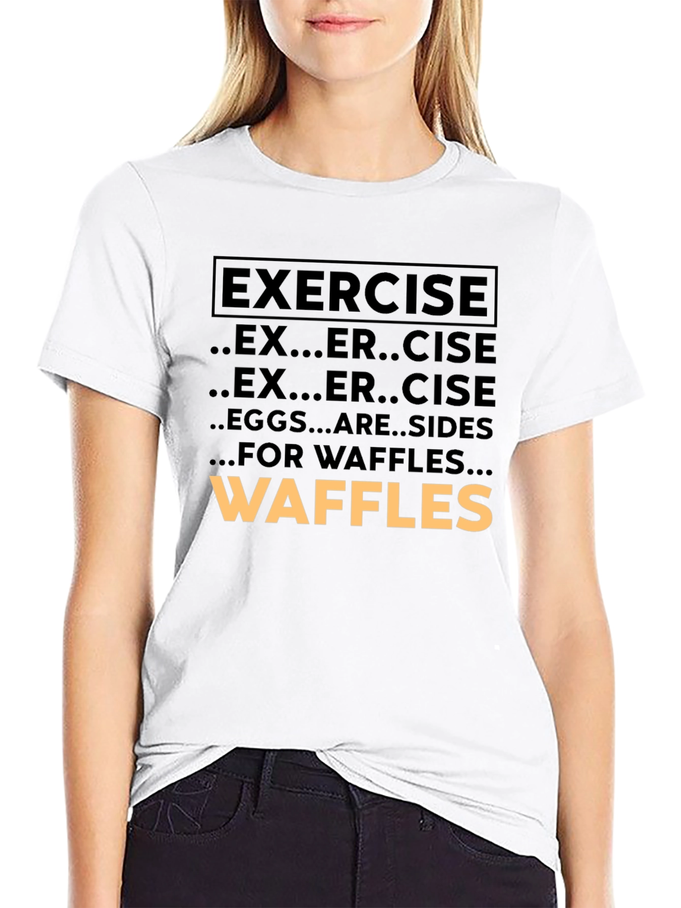 Black Exercise Waffles Graphic Tee view 9