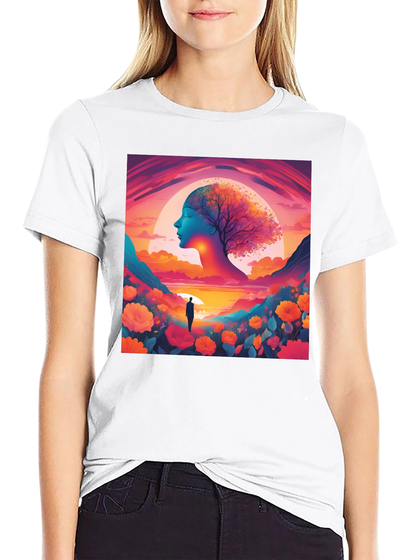 Black Nature's Dream T-Shirt - Artistic Graphic Tee view 9