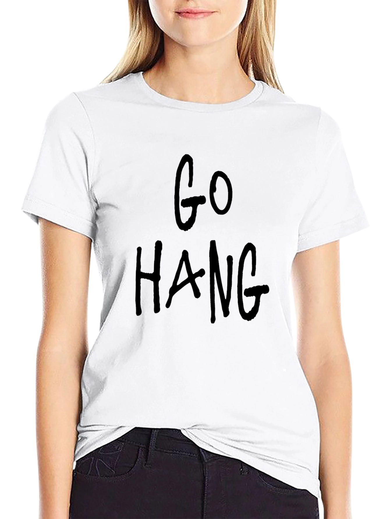Black Go Hang - Black Graphic T-Shirt for Casual Wear view 9