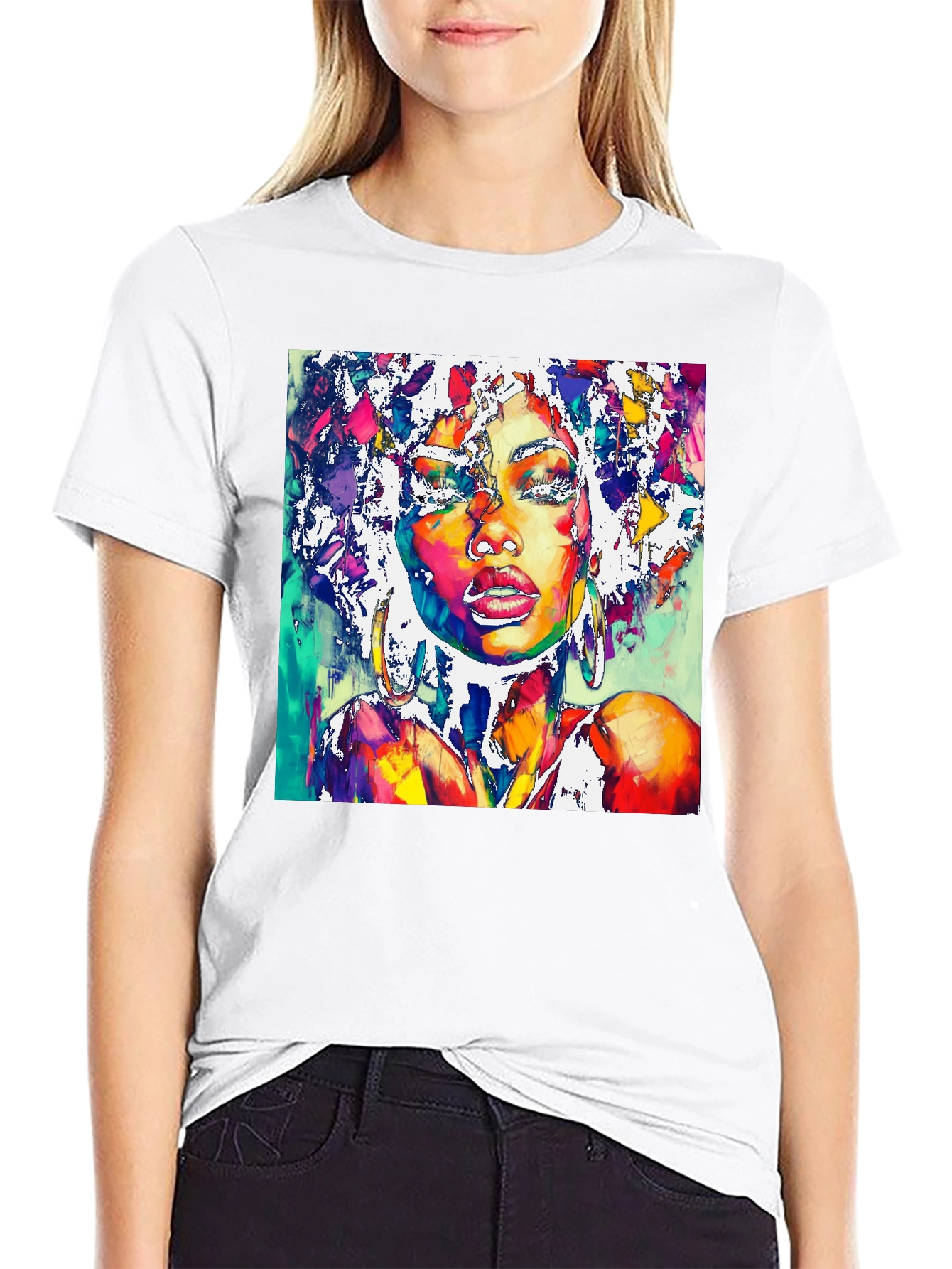 Black Vibrant Woman Portrait Graphic T-Shirt view 9