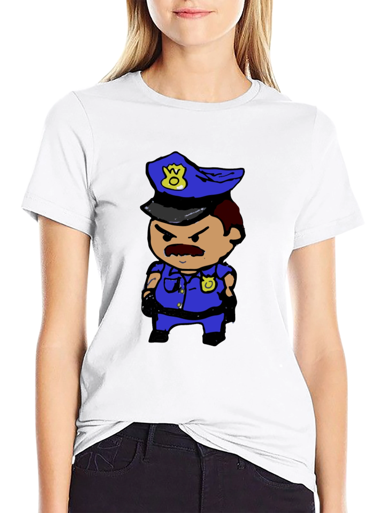Black Cartoon Cop T-Shirt view 9