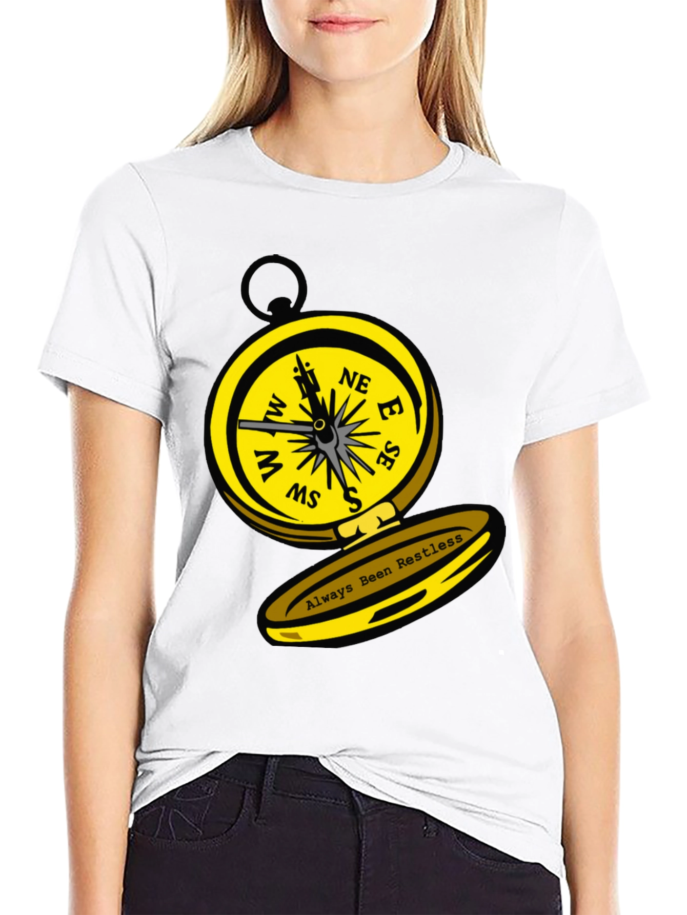 Black Always Been Restless Compass Graphic T-Shirt view 9