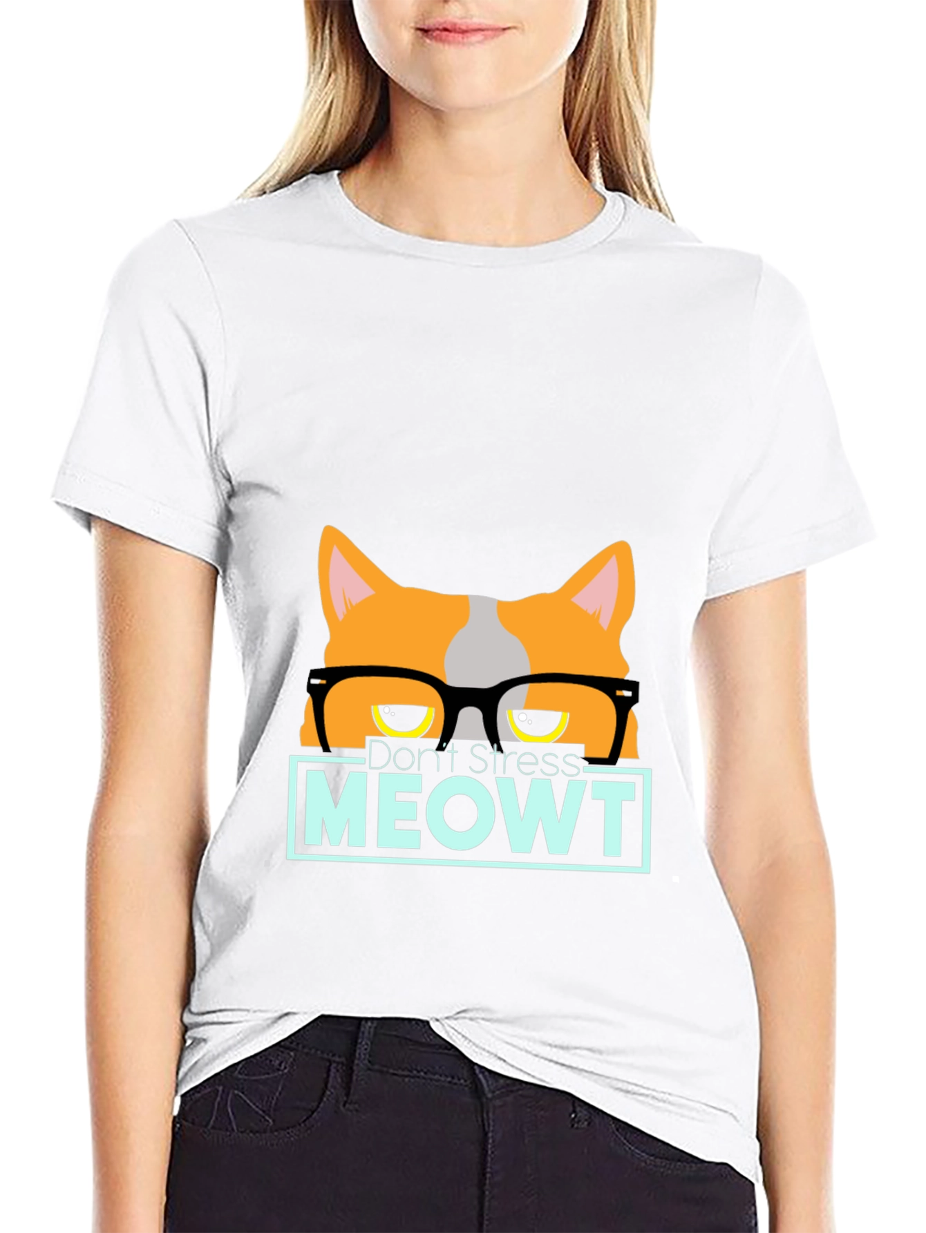 Black Don't Stress MEOWT Cat Graphic Tee view 9