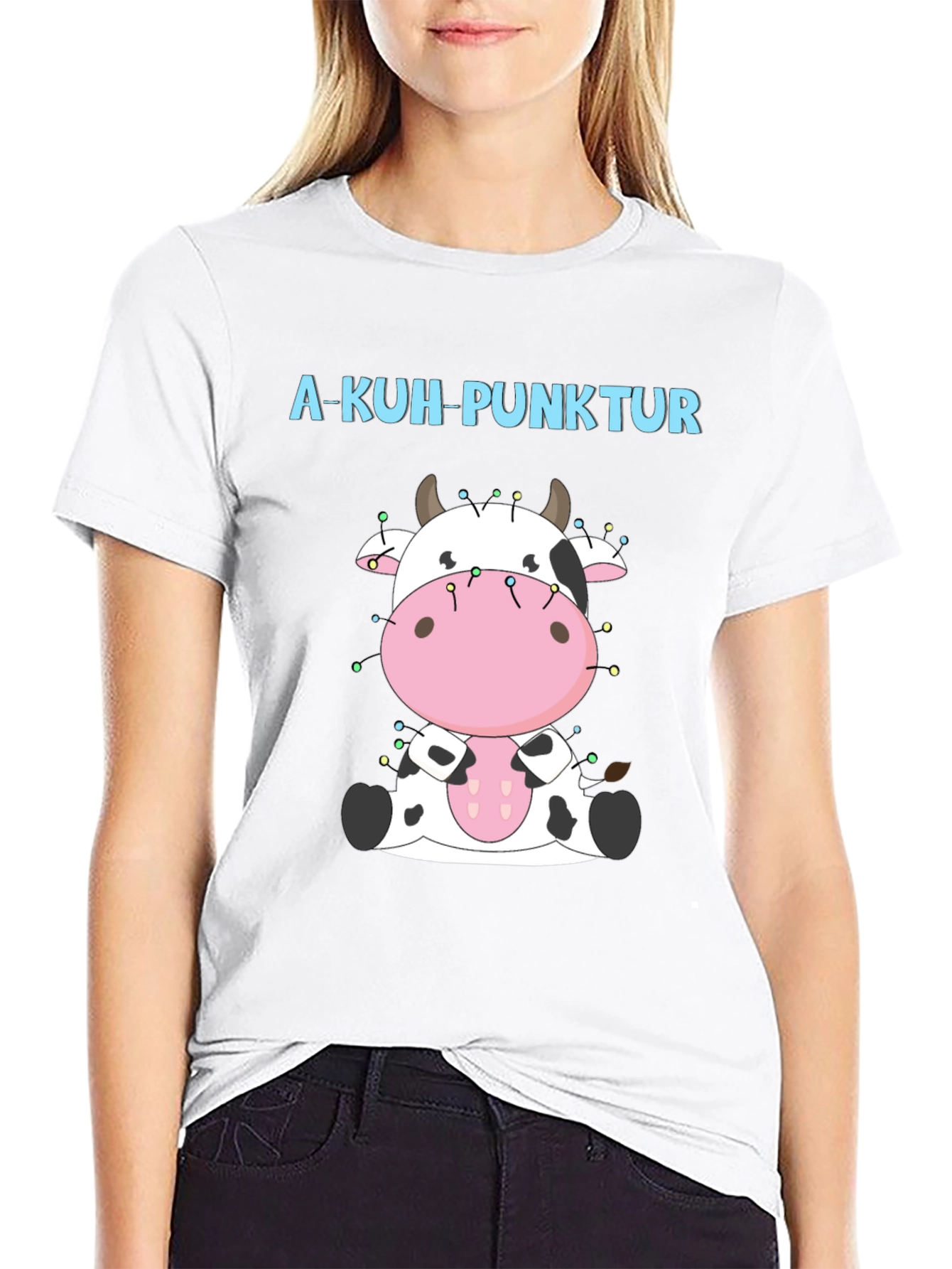 Black A-Kuh-Punktur Cow Christmas T-Shirt view 9