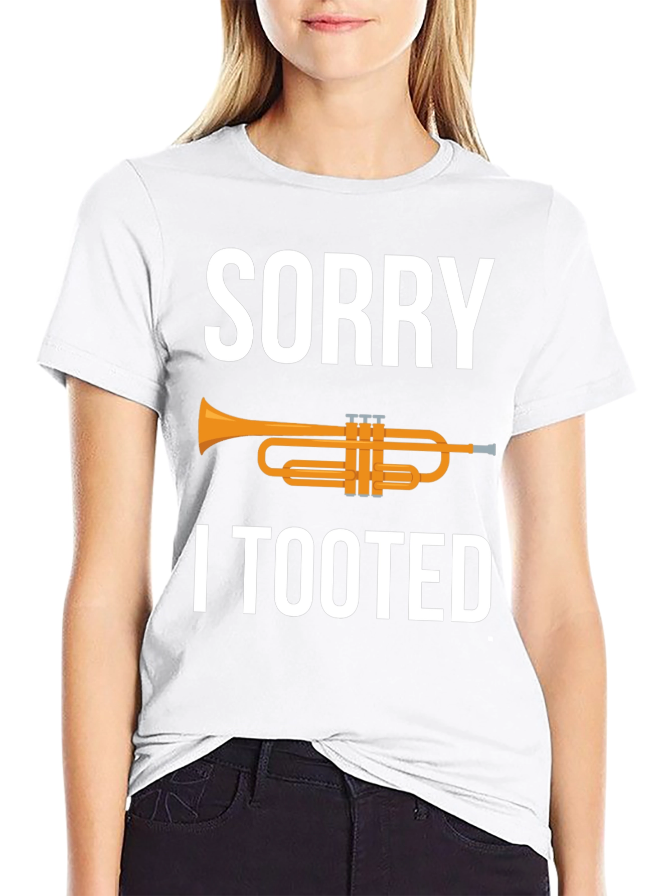 Black Sorry I Tooted Trumpet Humor Graphic Tee view 9