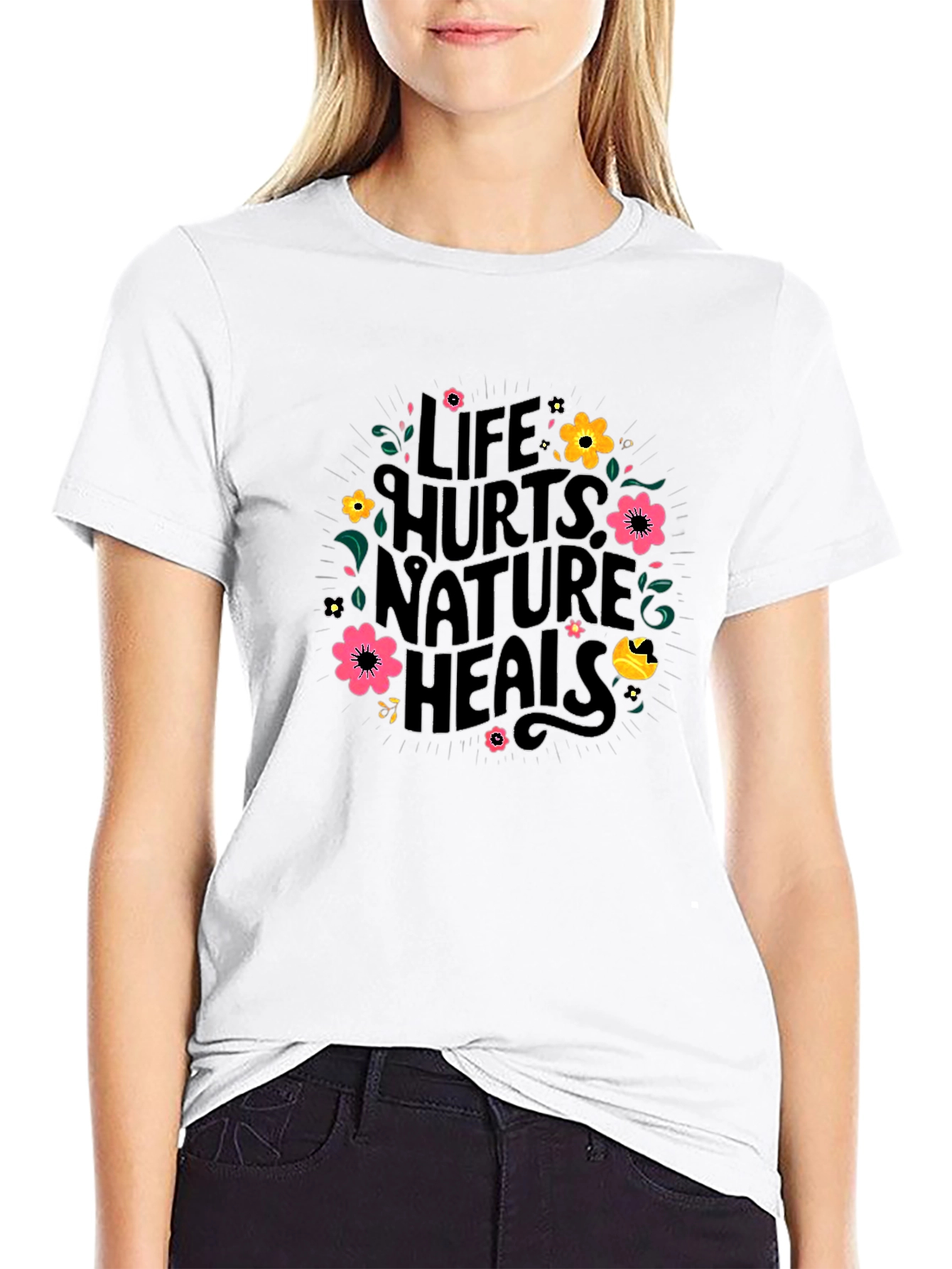 Black Life Hurts Nature Heals Graphic T-Shirt view 9