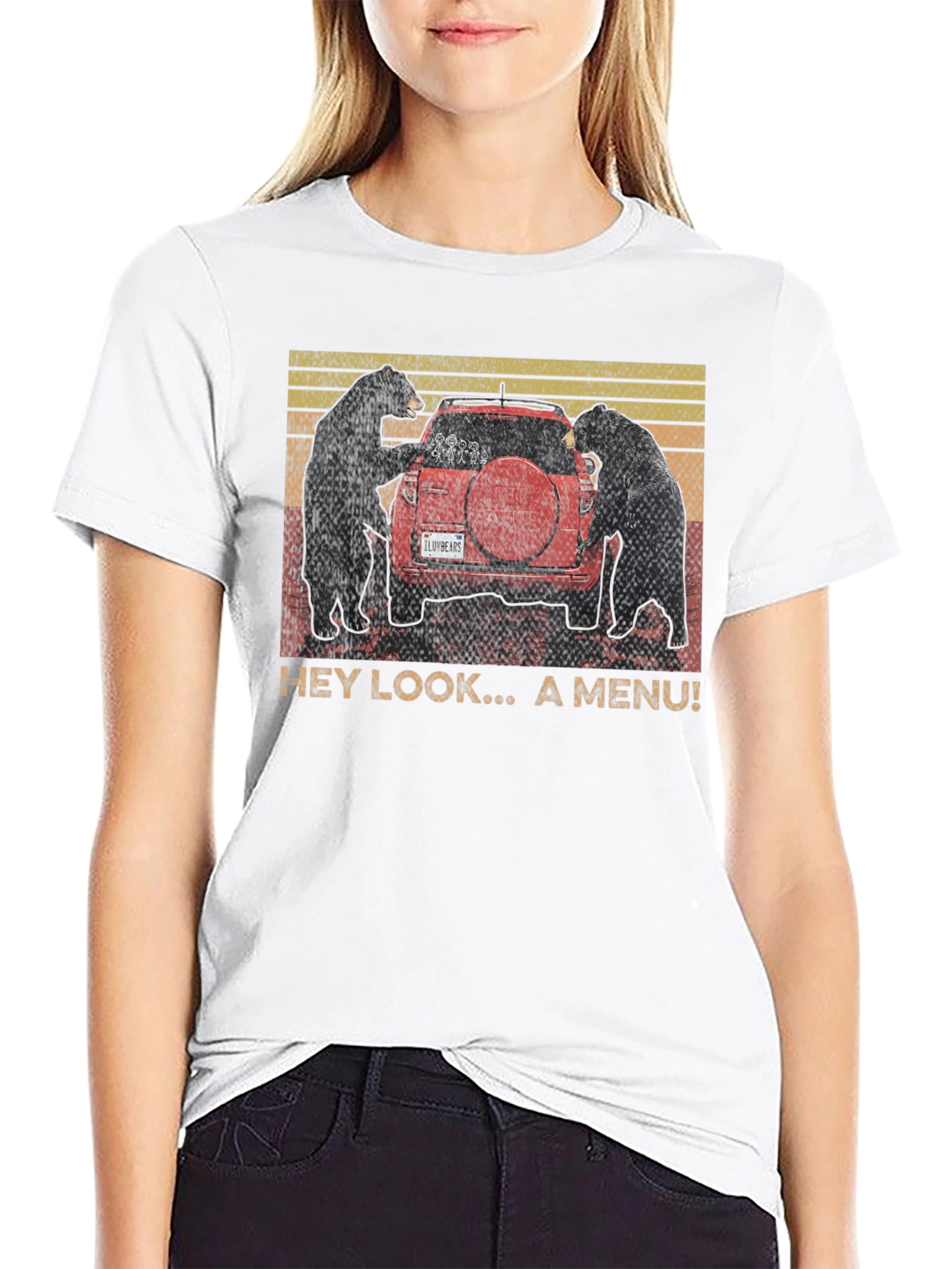 Black Bears & Car T-Shirt - "Hey Look, A Menu!" Humor Tee view 9