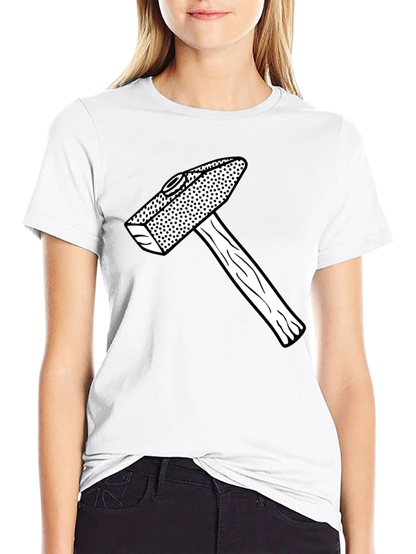 Black Hammer Graphic Tee - Black Cotton Casual Shirt view 9