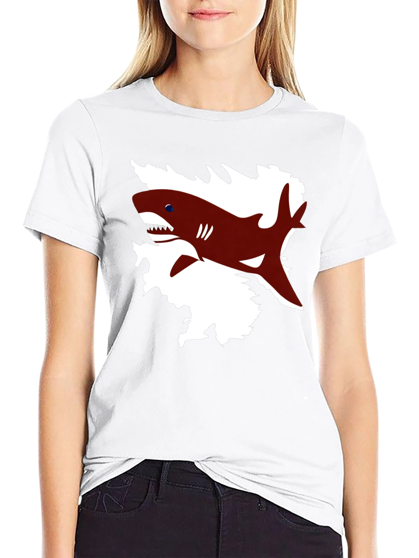 Black Shark Graphic Print Black T-Shirt view 9