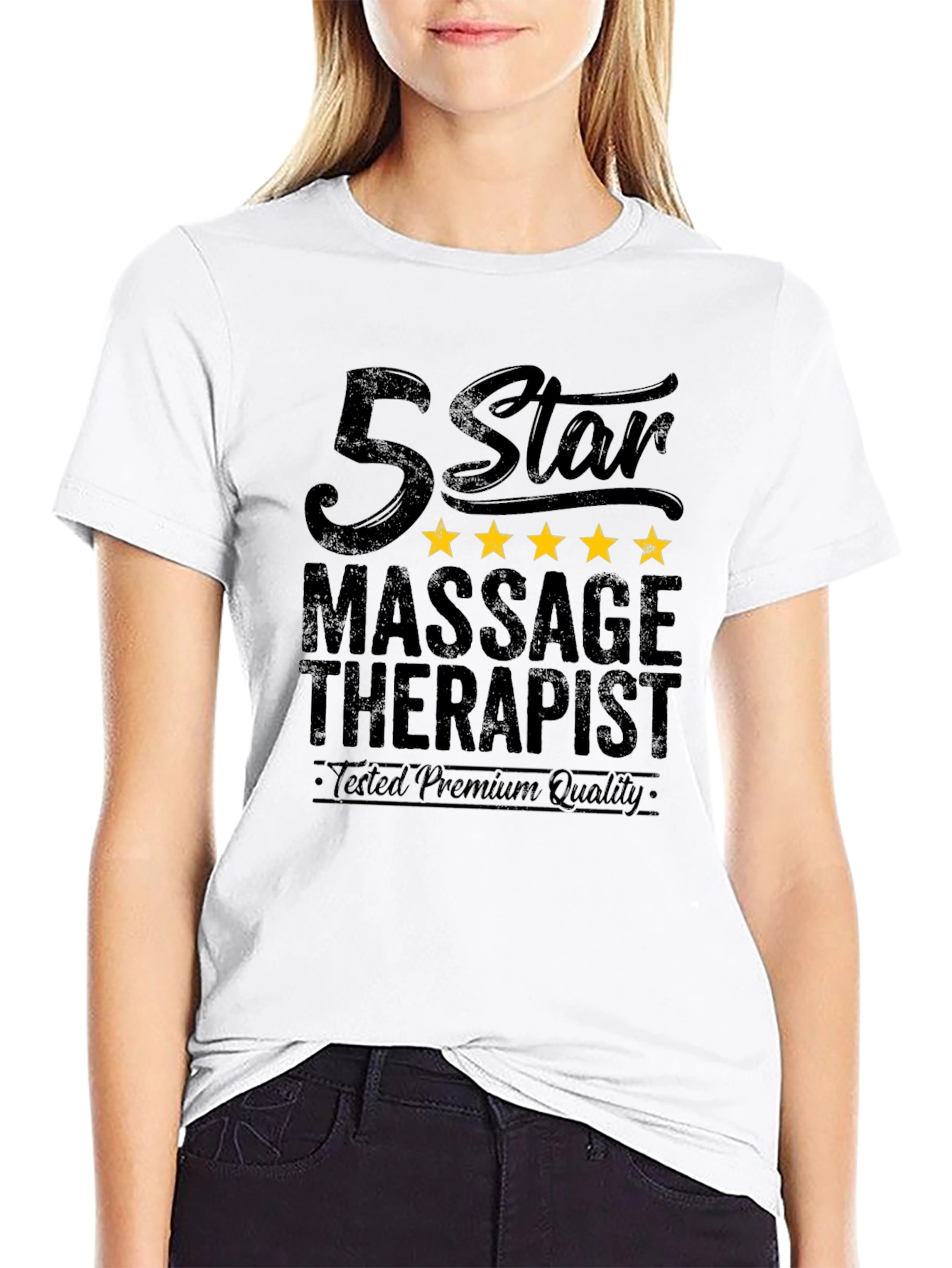 Black 5 Star Massage Therapist Graphic T-Shirt view 9