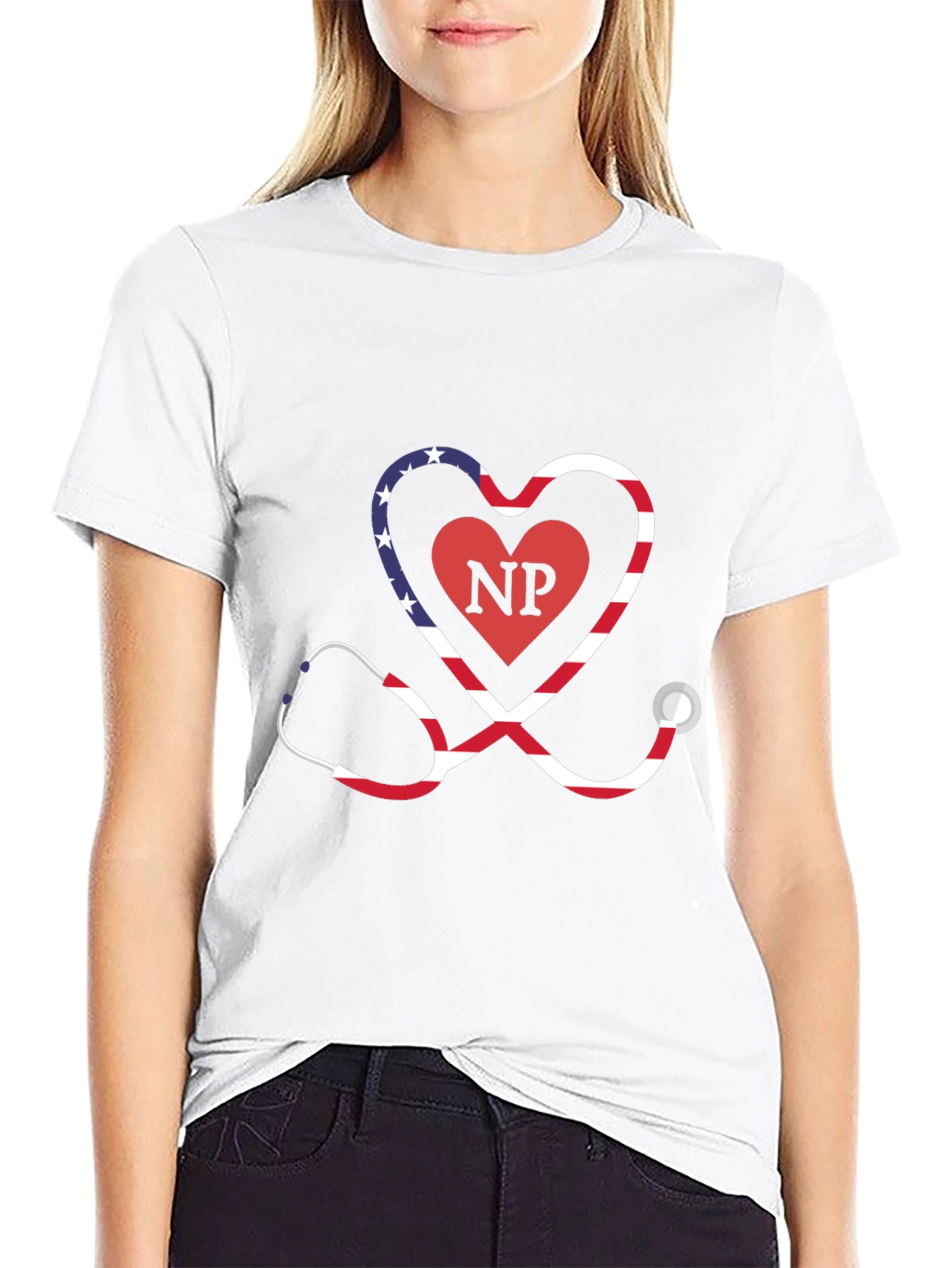 Black Nurse Practitioner Stethoscope Heart T-Shirt view 9