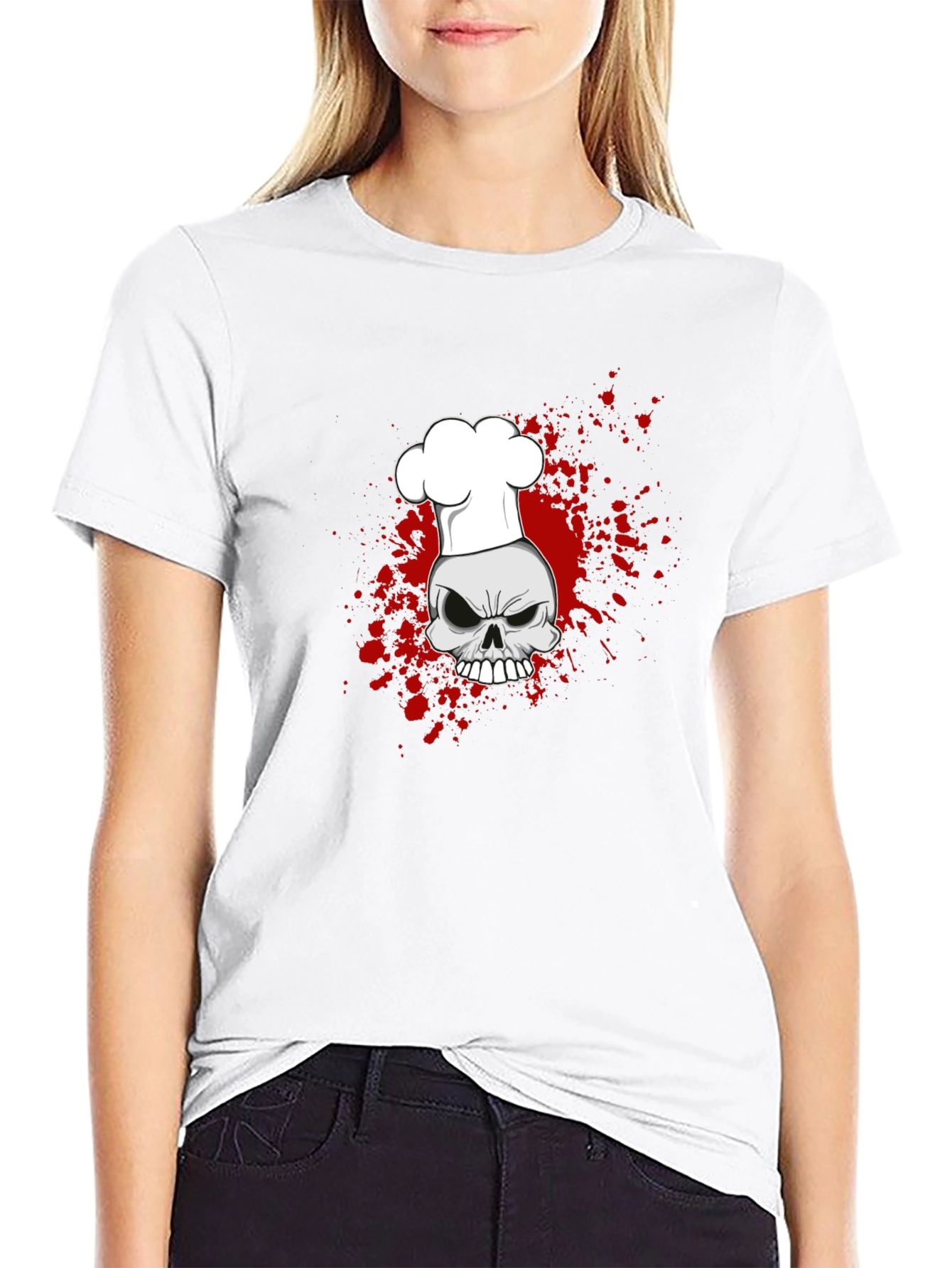 Black Chef Skull Graphic Tee - Culinary Horror Style view 9